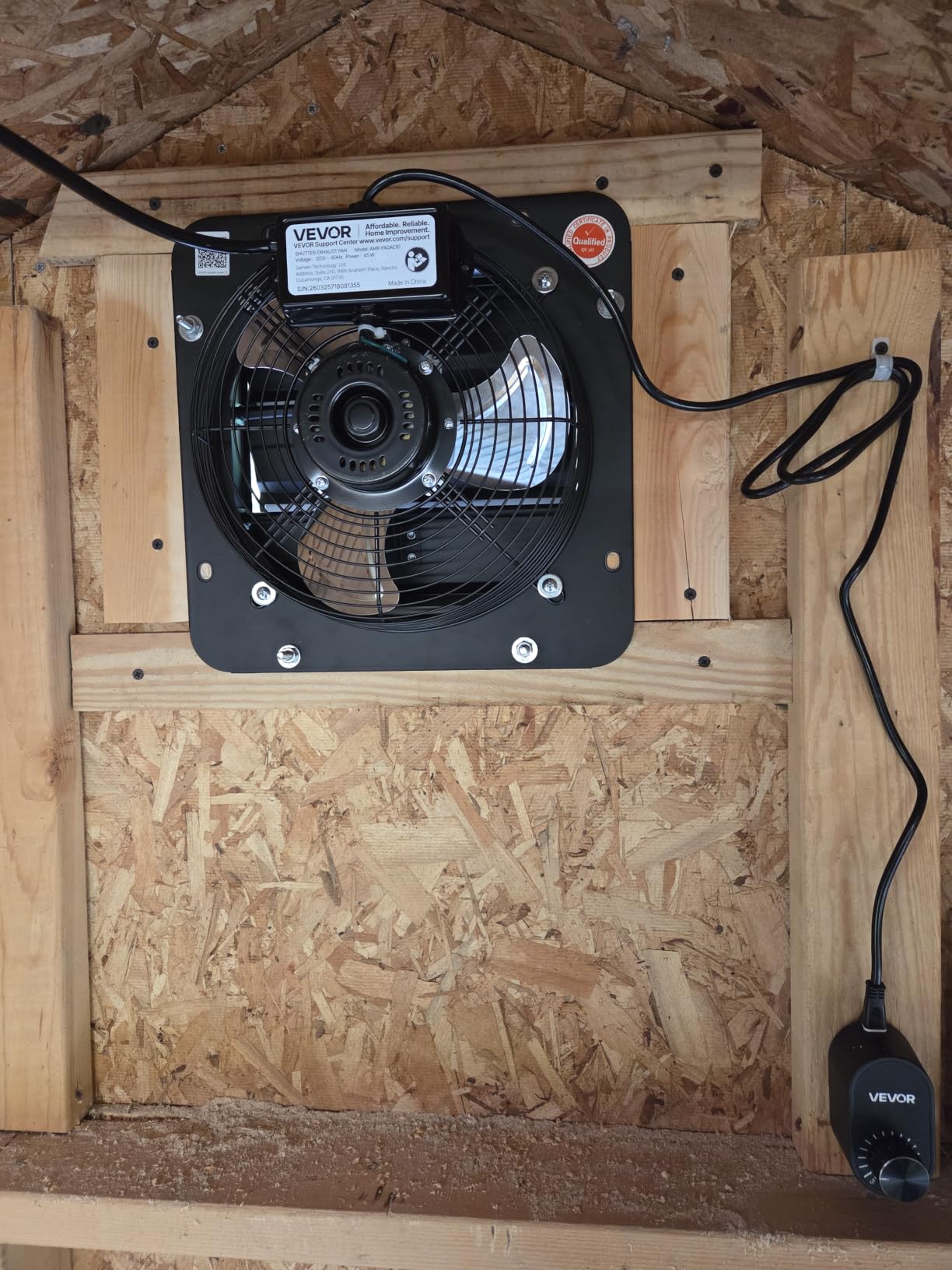 VEVOR 14'' Exhaust Fan, Wall Mounted Attic Fan with Variable Speed controller, 1400 CFM, Automatic Shutter, Ventilation and Cooling, Black customer photo 1