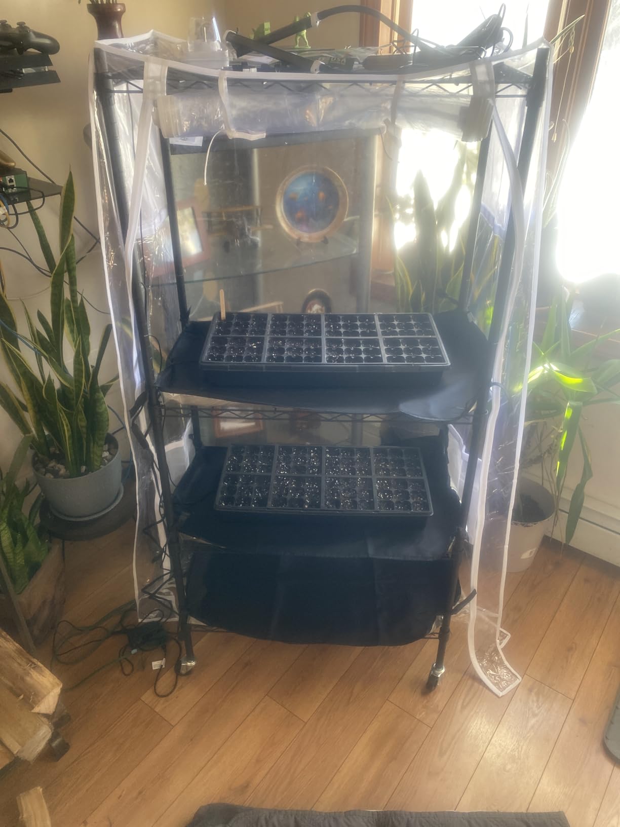 SPECILITE 27x14x59IN 4-Tier Rolling Indoor Greenhouse Plant Stand | 99W Full Spectrum 5000K LED Plant Lights, PVC Cover, Rolling Plant Shelves with Built-in Timer for Seed Starting customer photo 2