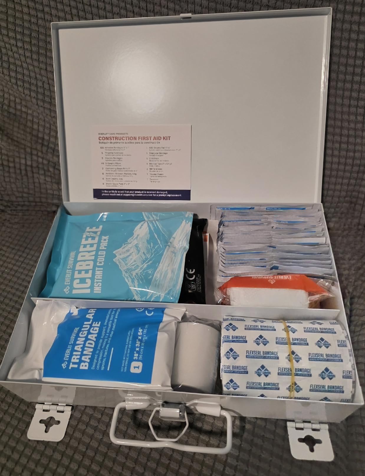 EVERLIT 185 Pcs Metal First Aid Kit for Contractors, Construction Site, OSHA Compliant, Workshop, Business, Commercial Truck Vehicle DOT, Wall Mount Box, All-Purpose customer photo 2