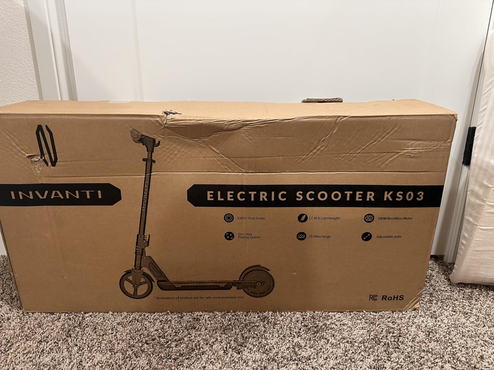 INVANTI KS03 Electric Scooter for Kids Ages 8+, 350W Peak Motor, Max 12mph & 10Miles, 7