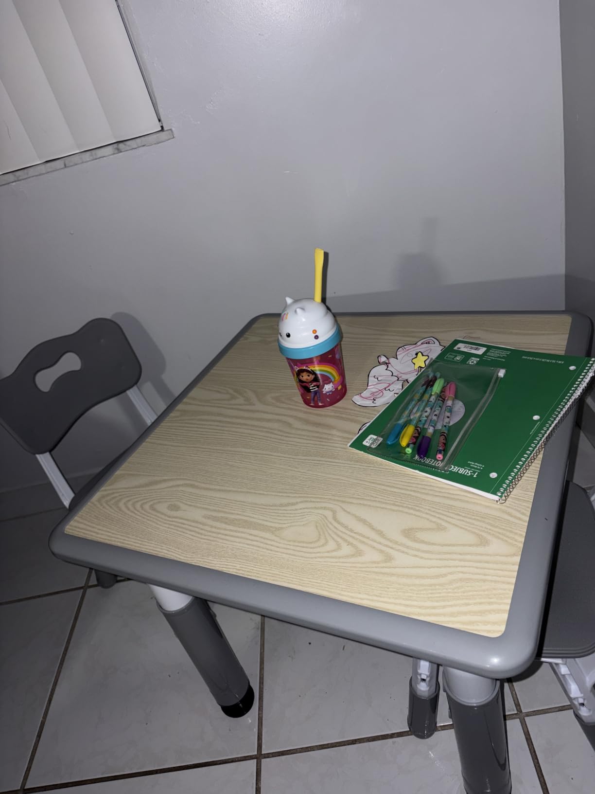 Pterying Toddler Table and Chair Set, Graffiti Tabletop, 2 Chairs, Grey | Adjustable Height, Ages 2-8, for Home Preschool Daycare Drawing Eating Learning and Playing customer photo 2