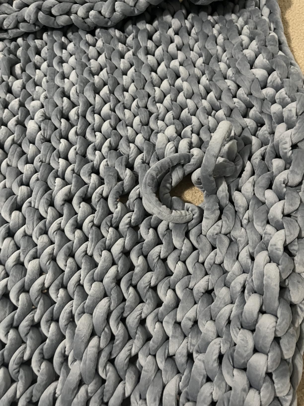 YnM Velvet Weighted Blanket, Handmade Chunky Knitted Design, Soft and Cozy, Temperature Regulating and Breathable, Machine Washable Throw for Sleep or Home Decor (Blue, 85x103 Inch, 30lbs) customer photo 1
