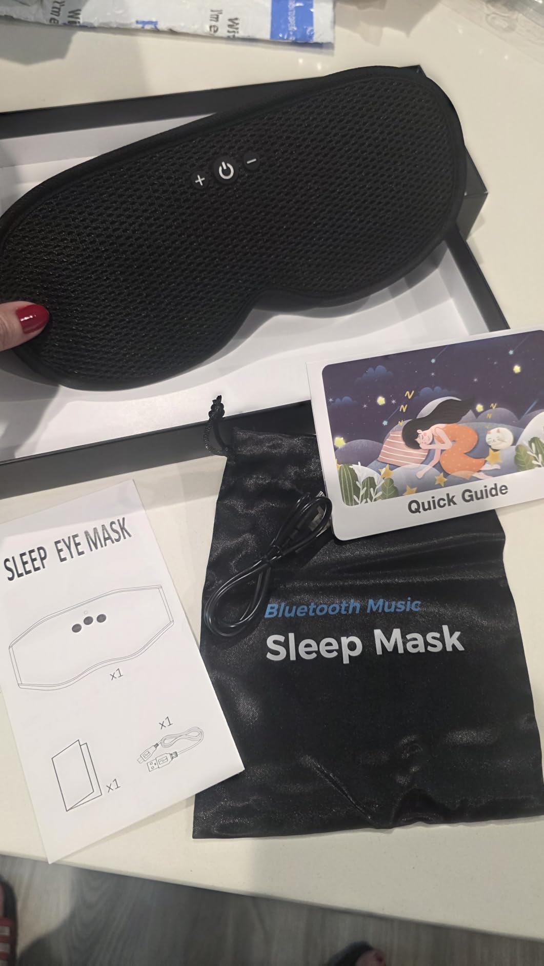 Bluetooth Sleep Mask with Headphones Removable 3D Contoured Cup | Wireless Eye Mask for Sleep, Sleeping Headphones with Thin Stereo Speakers for Men, Women, Travel, Relaxation - Black customer photo 2