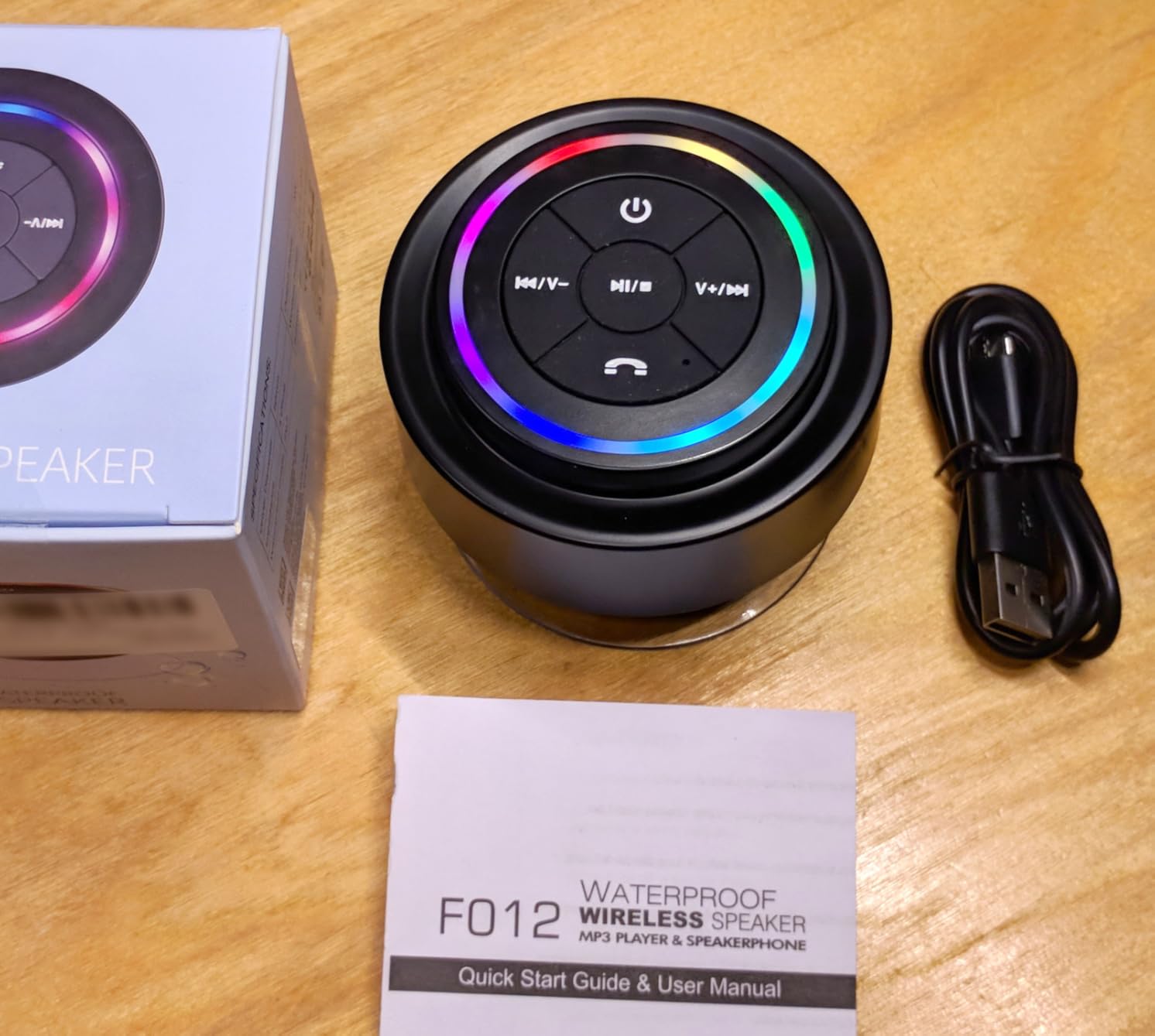Shower Speaker Bluetooth Waterproof IP67 Certified, Mini Wireless Small Bluetooth Speaker, Portable Speaker with Suction Cup, LED and Mic for Bathroom, Crystal Sound&Bass, Ideal Gifts customer photo 1