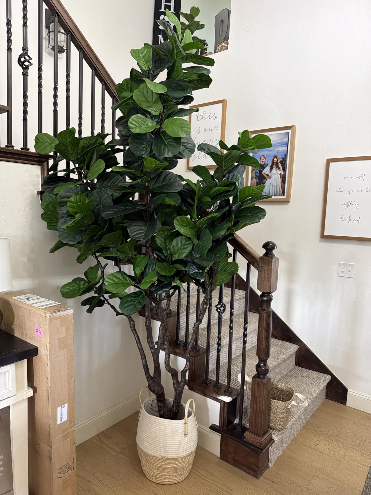 8FT Faux Fiddle Leaf Fig Tree Artificial Plants Indoor Ficus Lyrata Trees | Realistic Large Faux Trees Indoor in Pot, Fake Floor Plant for Home Decor Office Living Room Christmas Housewarming Gifts customer photo 2