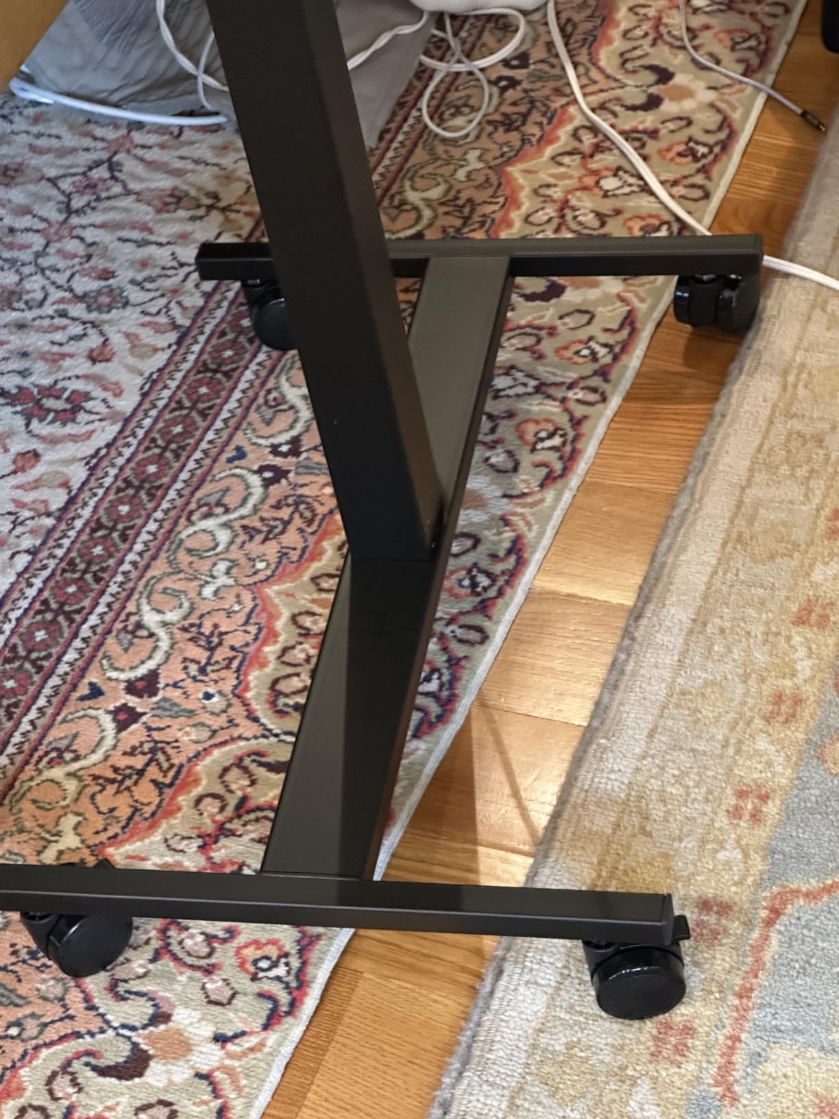 Marsail Mobile Standing Desk, Wider Height Adjustable Computer Desk up to 46.1 inches, Rolling Sit Stand Desk with 4 Lockable Wheels, Ergonomic Desk for Home Office and Classroom, Walnut customer photo 2