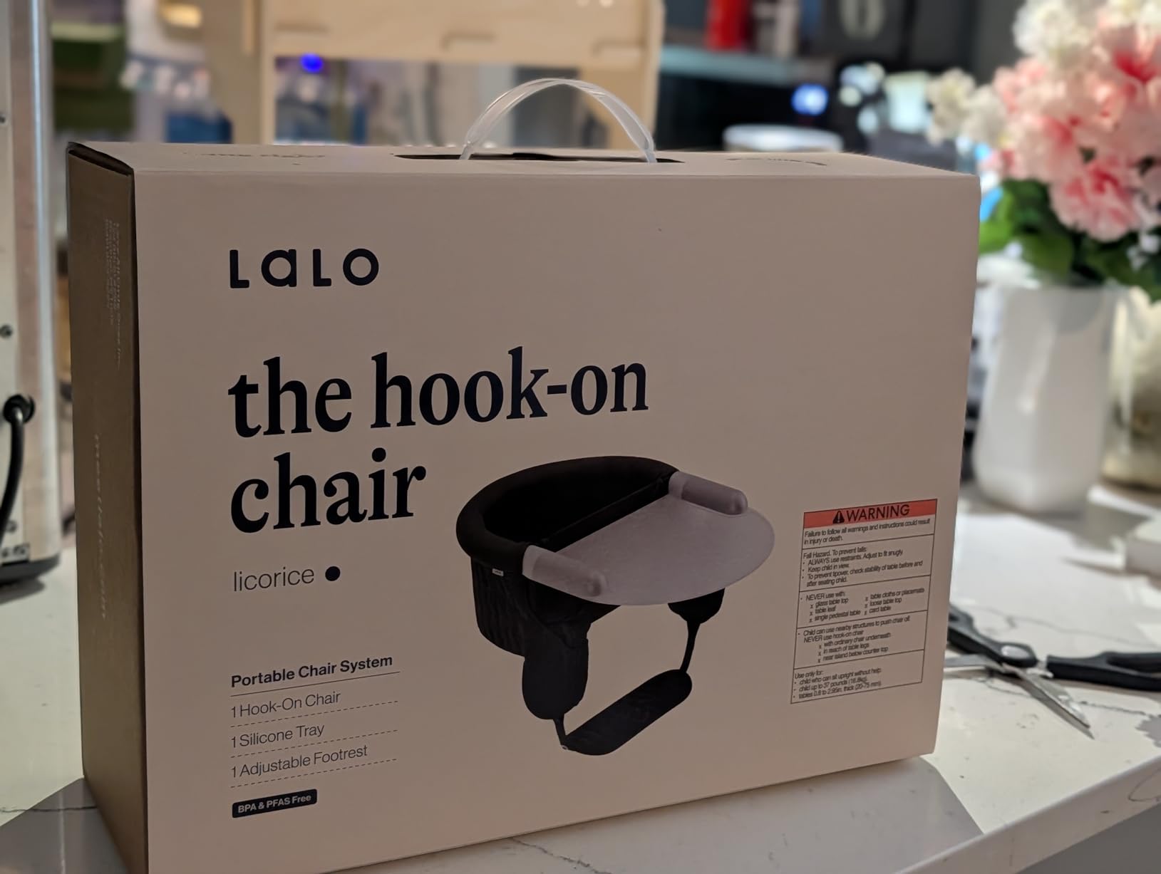 Lalo The Hook-On Chair, Portable Baby High Chair, Silicone Tray & Footrest | Footrest and Silicone Tray, Machine Washable, Includes Travel Bag, Fits Tables 0.8'' to 2.95'' Thick, For Babies up to 37lbs customer photo 2