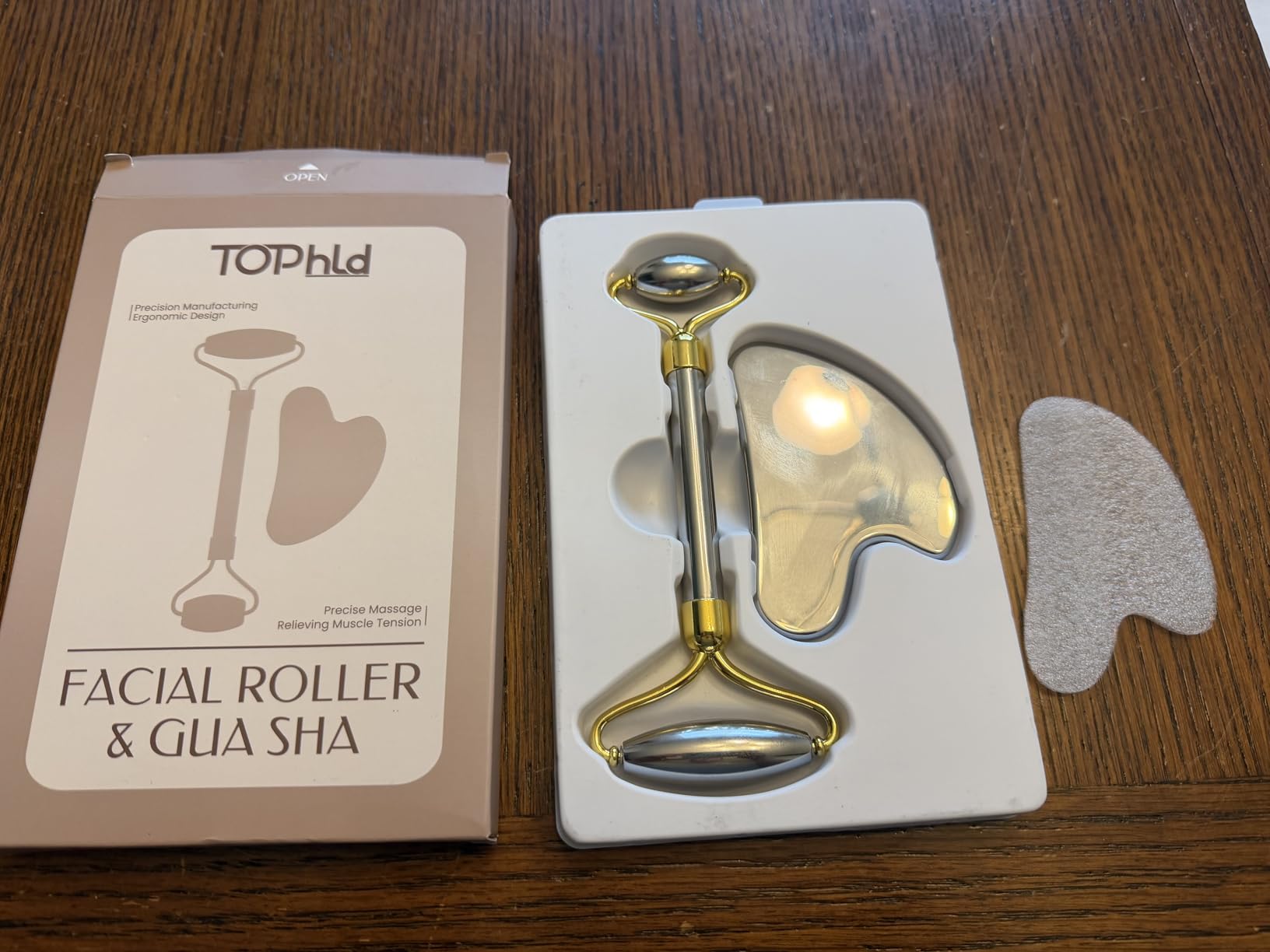 Stainless Steel Face Roller & Gua Sha Facial Tools, Face Massager for Self Care, Roller for face, Jawline Sculpting and Puffiness Reducing customer photo 2