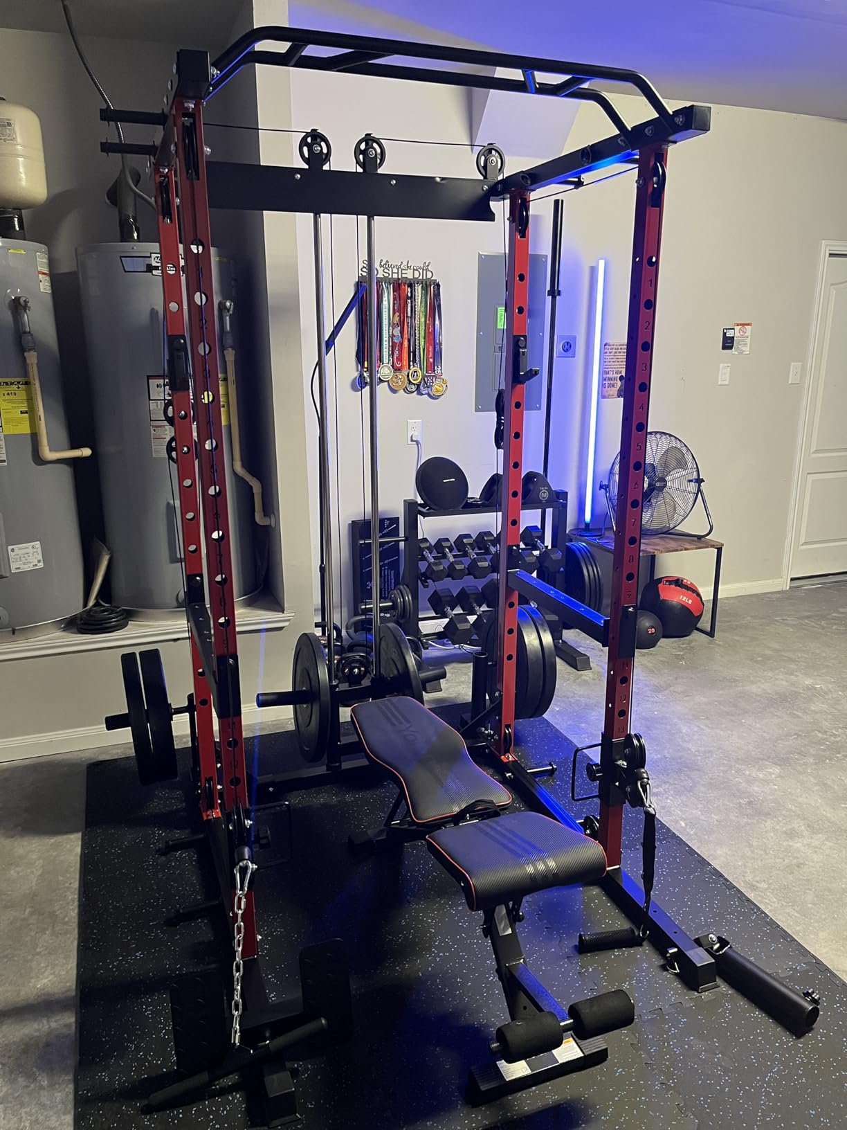 C12 Power Rack, 2000LBS Squat Rack with Cable Crossover System, Workout Cage with More Training Attachments for Home Gym customer photo 1