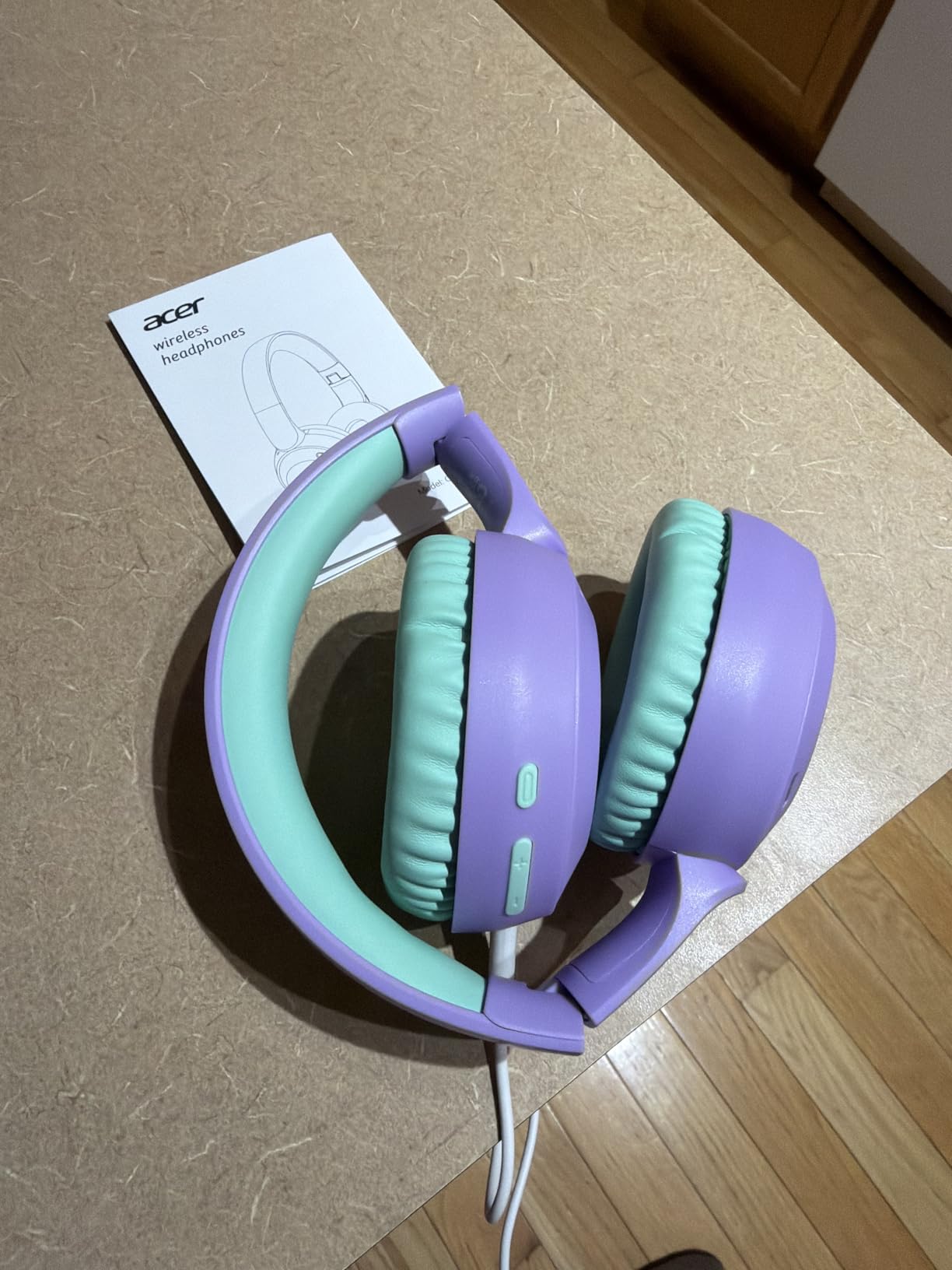 Acer Kids Bluetooth Headphones, 85/94dB Volume Limited, 60H Playtime, Bluetooth 6.0, Lightweight Over-Ear Wireless Headphones for Kids, Toddler Headphones with Built-in Mic, Purple-Green | Foldable Wireless Over Ear Headphones, Bluetooth 6.0, for Toddler School/iPad/Tablet/PC/Travel, Purple Green customer photo 2