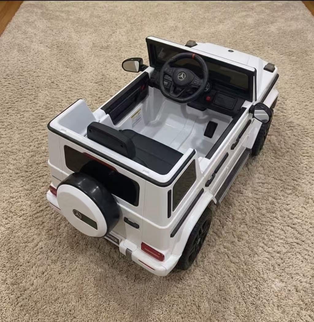 ELEMARA Licensed Mercedes-Benz AMG G63 Ride on Toys, Electric Car for Kids W/Parents Control, Electric Powered G Wagon Ride On Truck Toy, Low Battery Prompt, Bluetooth, Flickering Lights/LED Lights, White customer photo 2