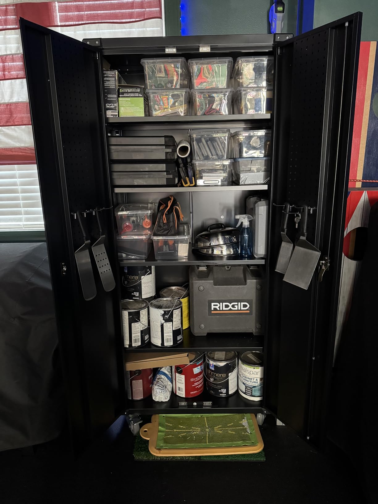 71-Inch Garage Storage Cabinet with 2 Drawers, Pegboard and Wheels - Lockable Metal Cabinet customer photo 2