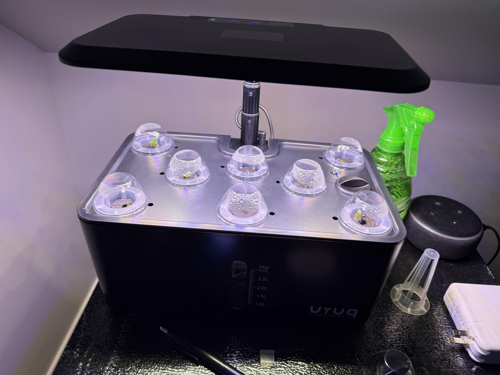 URUQ 8 Pods Hydroponics Growing System with LED Grow Light - Black | Quiet Water Pump, Automatic Timer, Adjustable Height for Fresh Herbs, Vegetables, Indoor Kitchen Gardening Gifts for Women customer photo 2