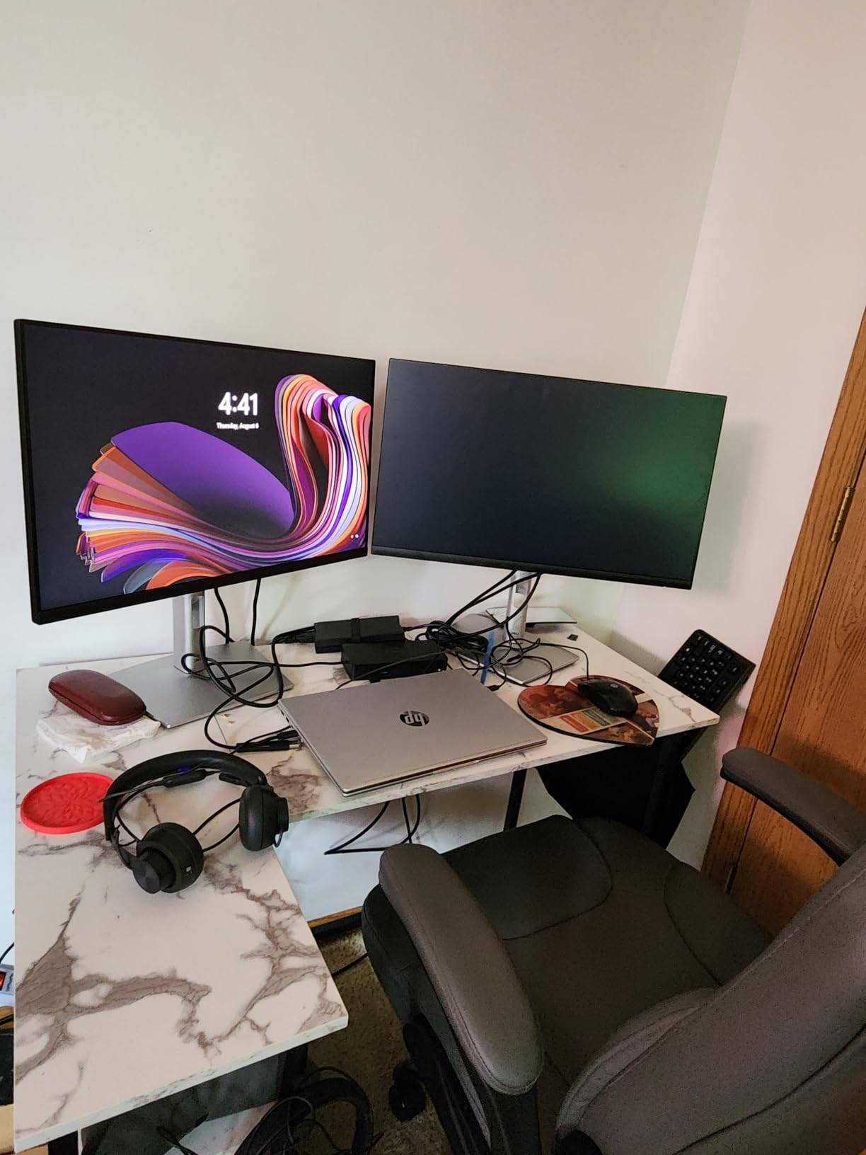 Pamray 40 Inch L Shaped Computer Desk with Reversible Side Storage Shelves, Small Corner Desk for Small Space Home Office, Writing Study Table PC Desk for Bedroom, White customer photo 2