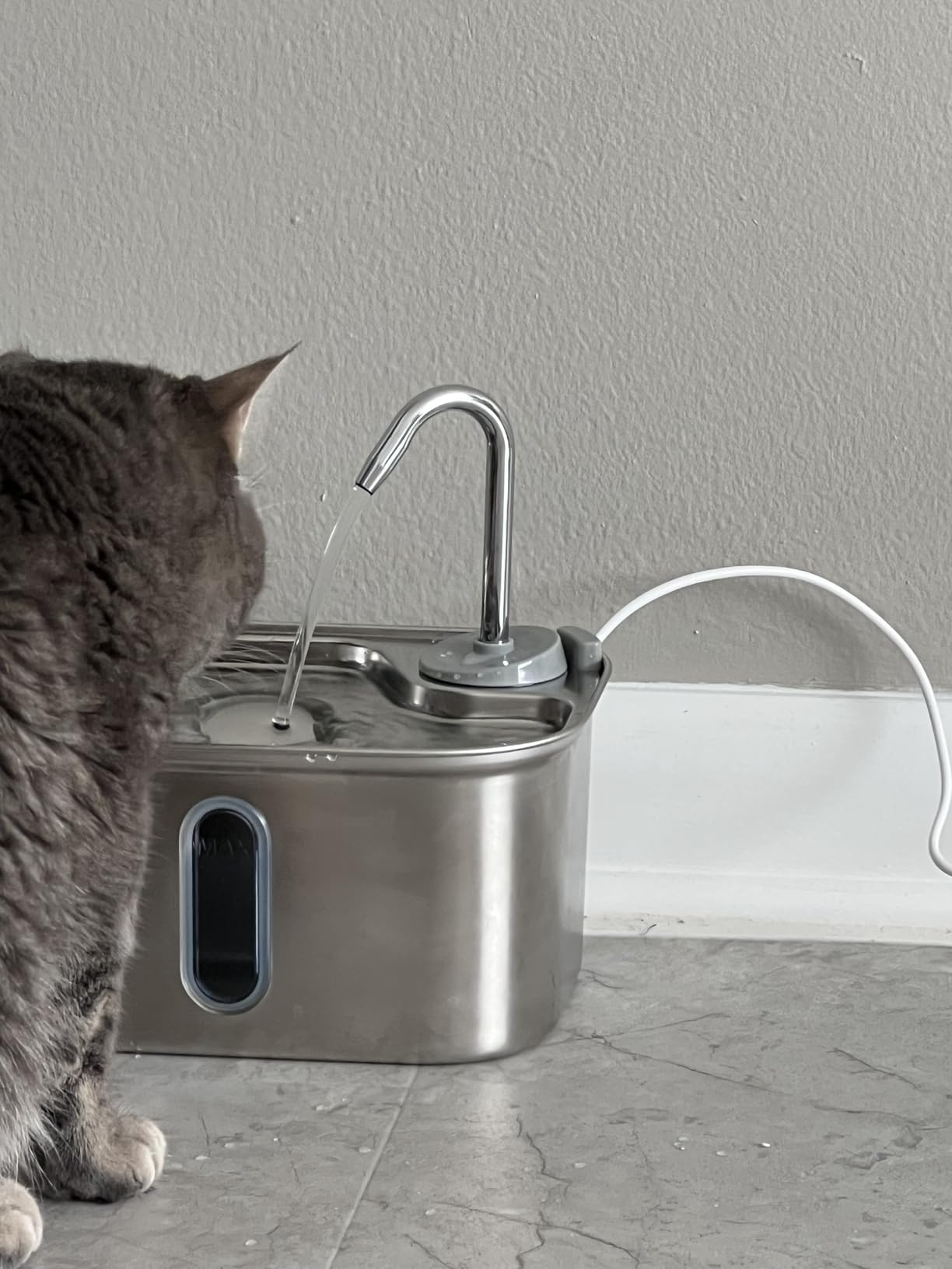 Cat Water Fountain Stainless Steel for Cats Indoor 2.5L 85oz by BPA-Free SUS304, Effective 6-Layer Filter Cat Fountain for Drinking 20dB Ultra Quiet Metal Pet Water Fountain (Fountain+1 Filter) customer photo 2