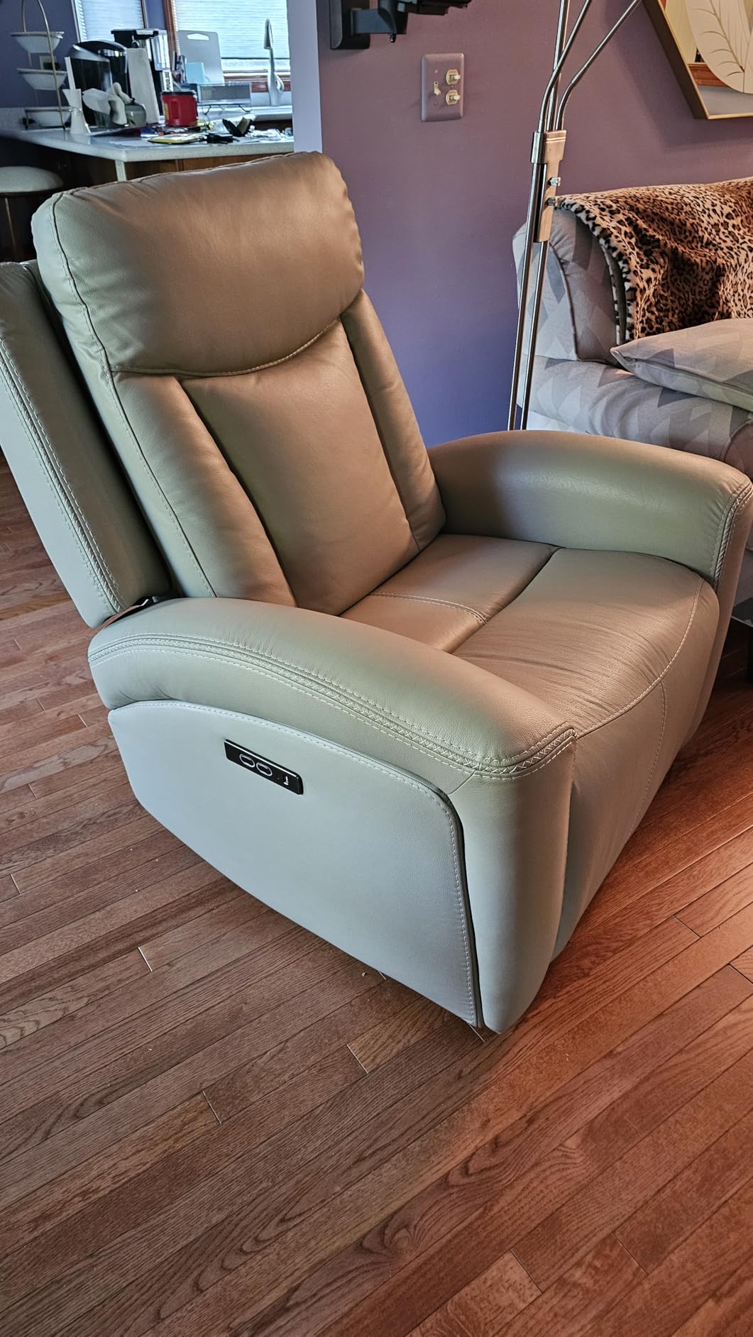 CHITA Genuine Leather Super Zero Gravity Power Recliner Chair, Navy Blue | Adjustable Power Headrest, USB & Type-C Ports for Living Room & Home Theater customer photo 2