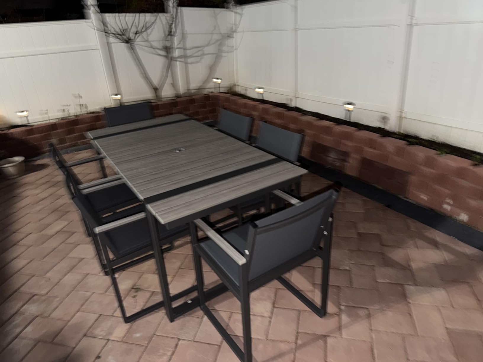 Outdoor Dining Set, Patio Table and Chairs Set, 7 Piece HDPS + Aluminum Patio Furniture Set with Umbrella Hole, Patio Dining Table Set (Gray-Teak) customer photo 1