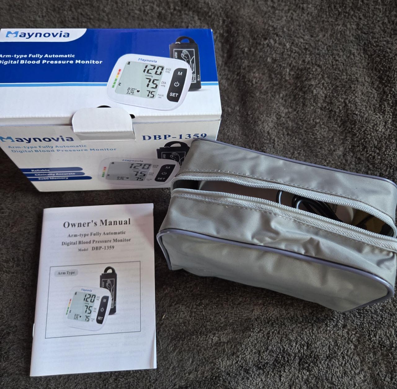 Upper Arm Blood Pressure Monitor, Talking, 8.6-16.5 in Cuff, White | Backlit LCD, one-button use, 2-user memory, 120 readings, irregular heartbeat detection, AAA or USB power, adults, home use customer photo 2