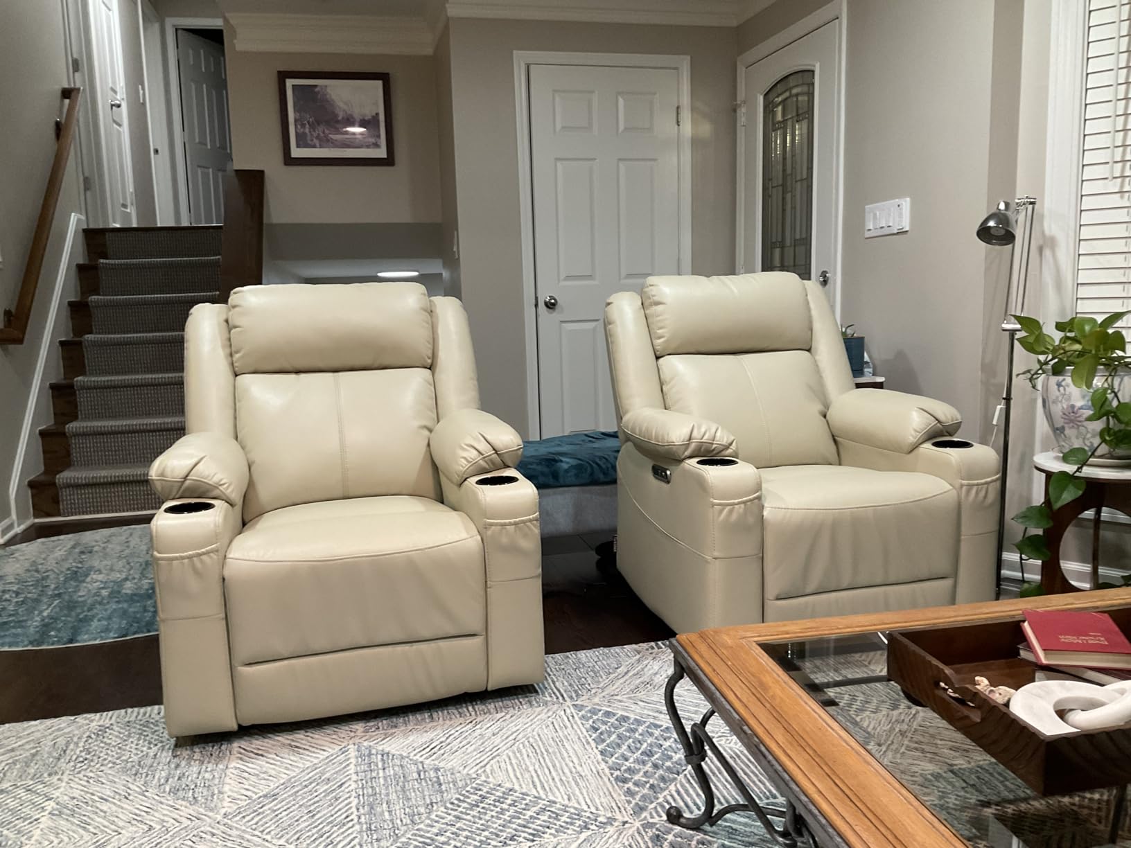 EONIX Zero Clearance Wall Hugger Power Recliner, Small, Cream White | Recliner Chair for Adults, USB/Type-C Charging Ports, Electric Reclining Chair for Living Room, RV customer photo 2