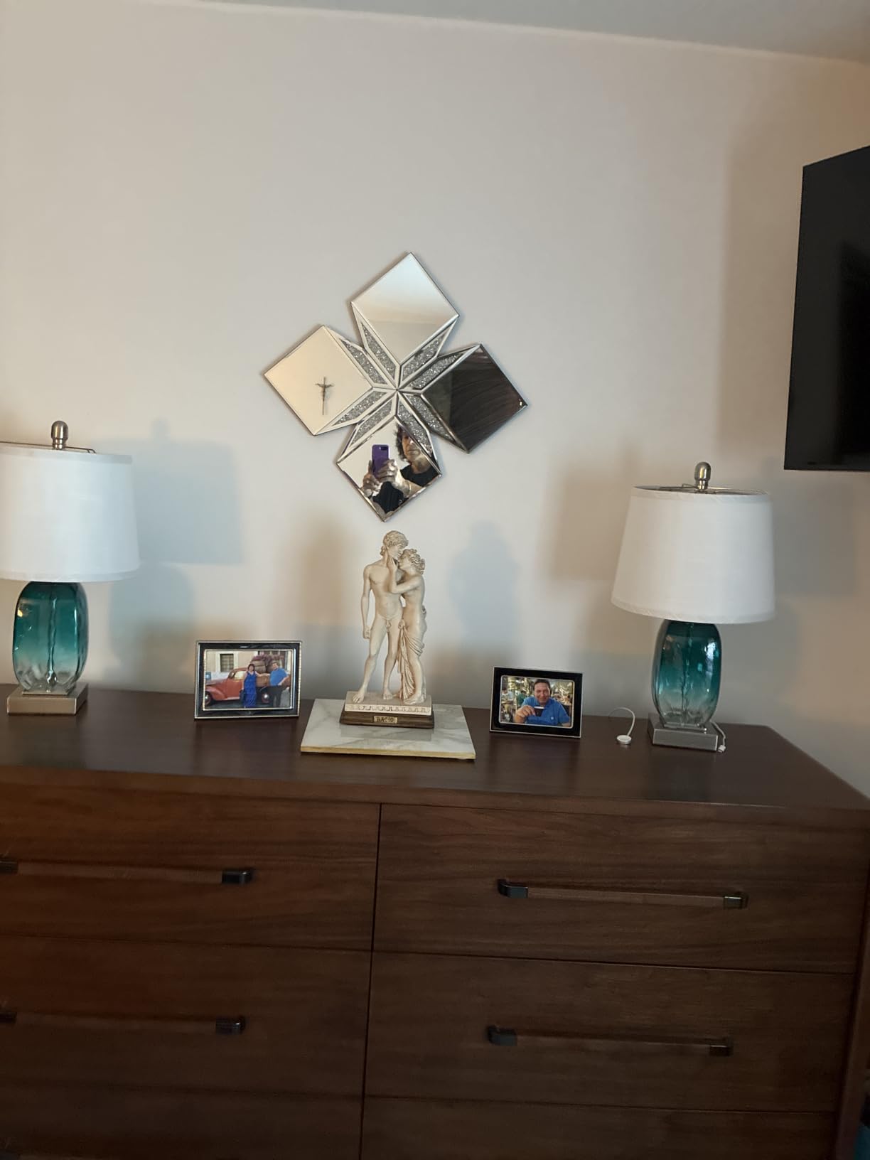 Artisan Set of 4 Silver Beveled Wall Decor Mirrors - 24x8 Inch Each, Creative Combination Design for Modern & Farmhouse Home Decor, Shatter-Resistant Glass with Wood Backing customer photo 2