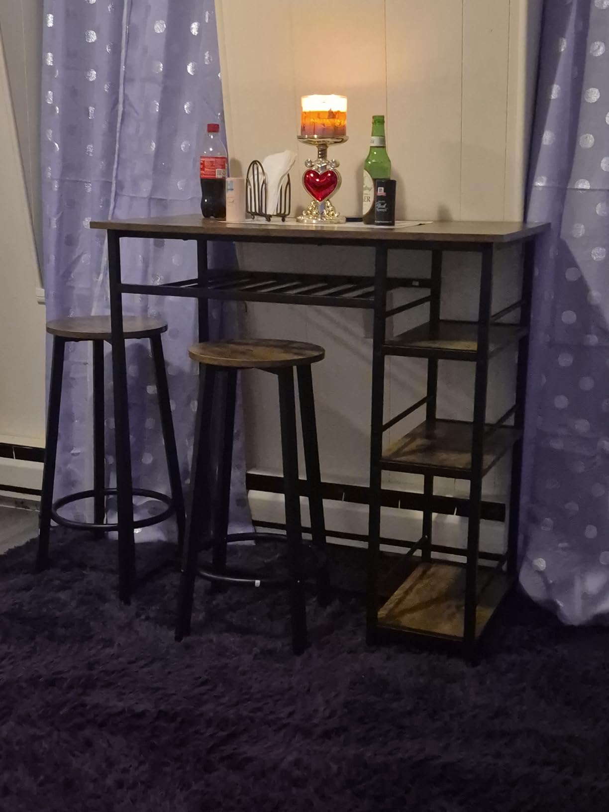 COMHOMA Tiltable Mobile Small Standing Desk, Pneumatic Adjustable Height Overbed Bedside Table with Wheels (Walnut) customer photo 2