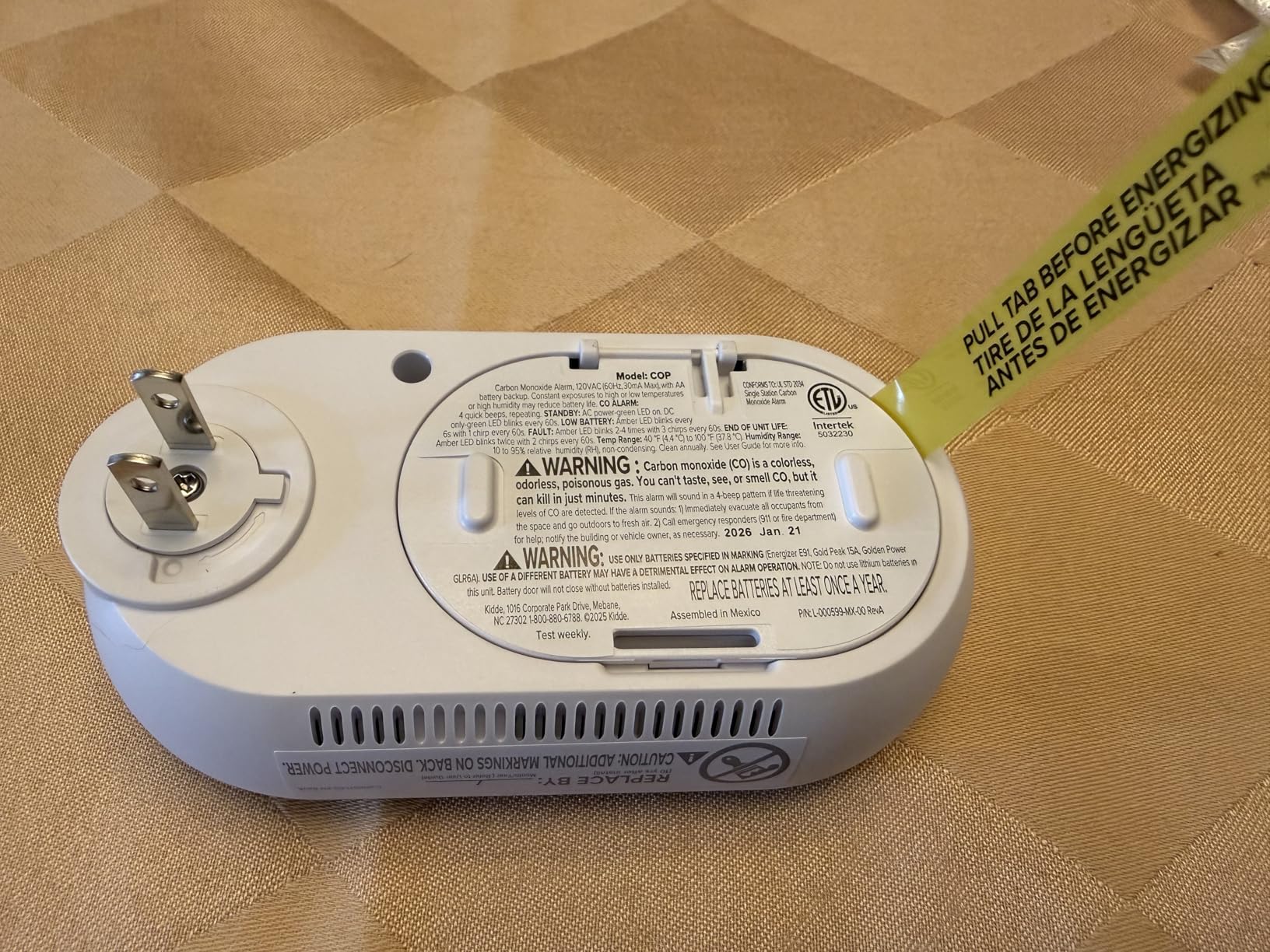 Kidde Carbon Monoxide Detector, Plug-in Carbon Monoxide Detector with AA Battery Backup, 85 dB Alarm, Rotating Plug, LED Status Light Indicators, 5th Edition, COP customer photo 1
