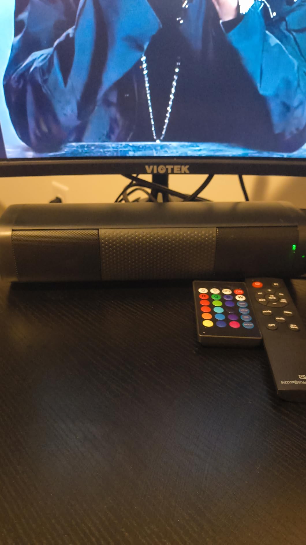 Saiyin 11.7-inch Sound Bar, Small Size & Big Power, Bluetooth 5.3/Optical/Auxiliary, 48W Peak Power, Compact Sound Bar for Smart TV, PC, Gaming customer photo 1