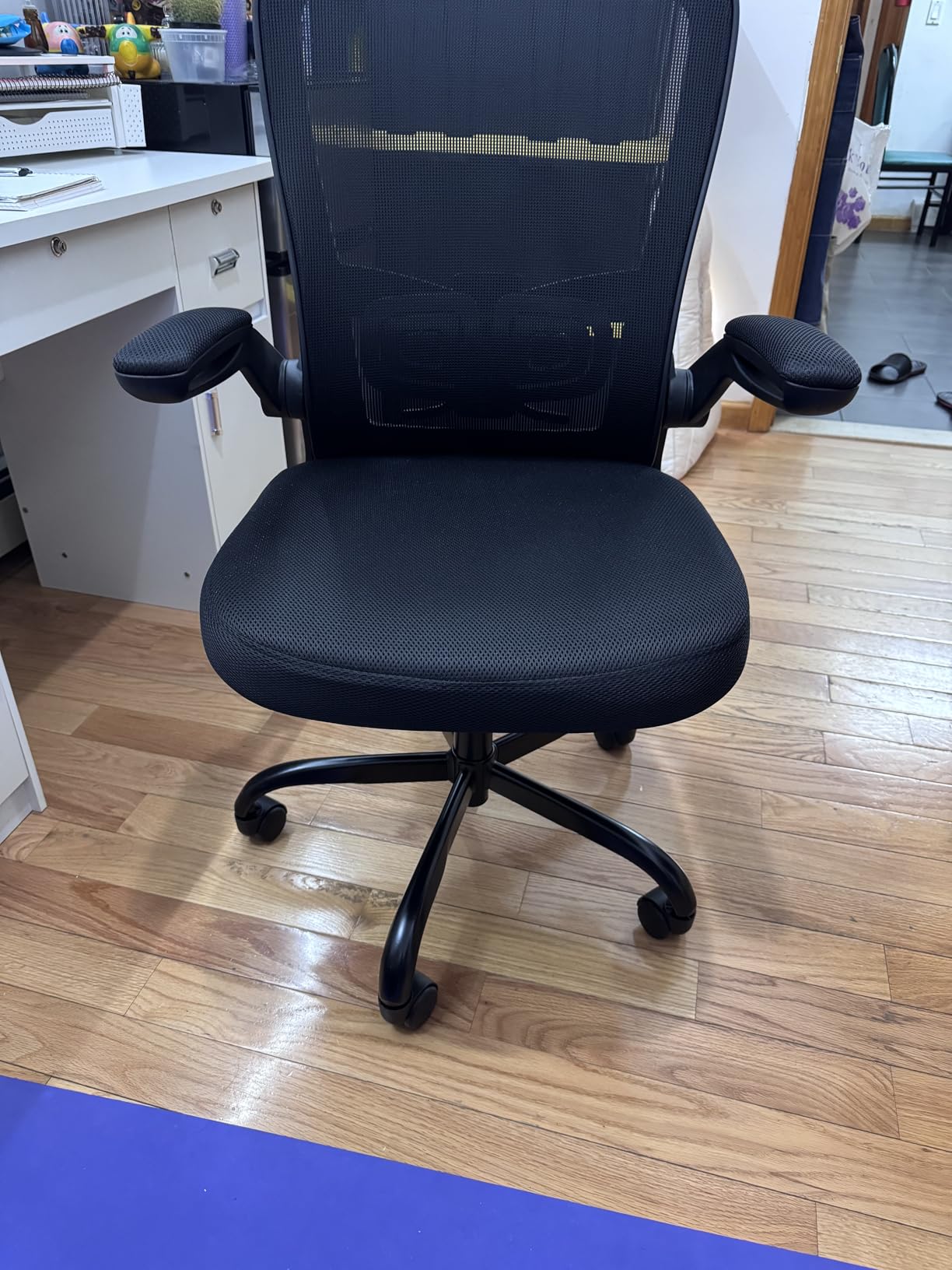 Leather Office Chair with Double-Layer Seat Cushion and Neckrest, Ergonomic Small Gaming Chair for Short People, Grey customer photo 2