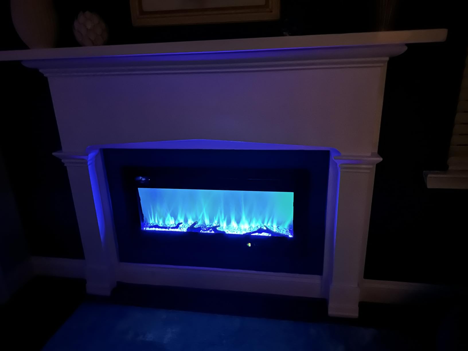 DUMOS 36 Inch Electric Fireplace Wall Mounted/Recessed/Free Standing Space Heater with Remote Control Adjustable Flame Colors Touch Screen Energy Saving, Black customer photo 2