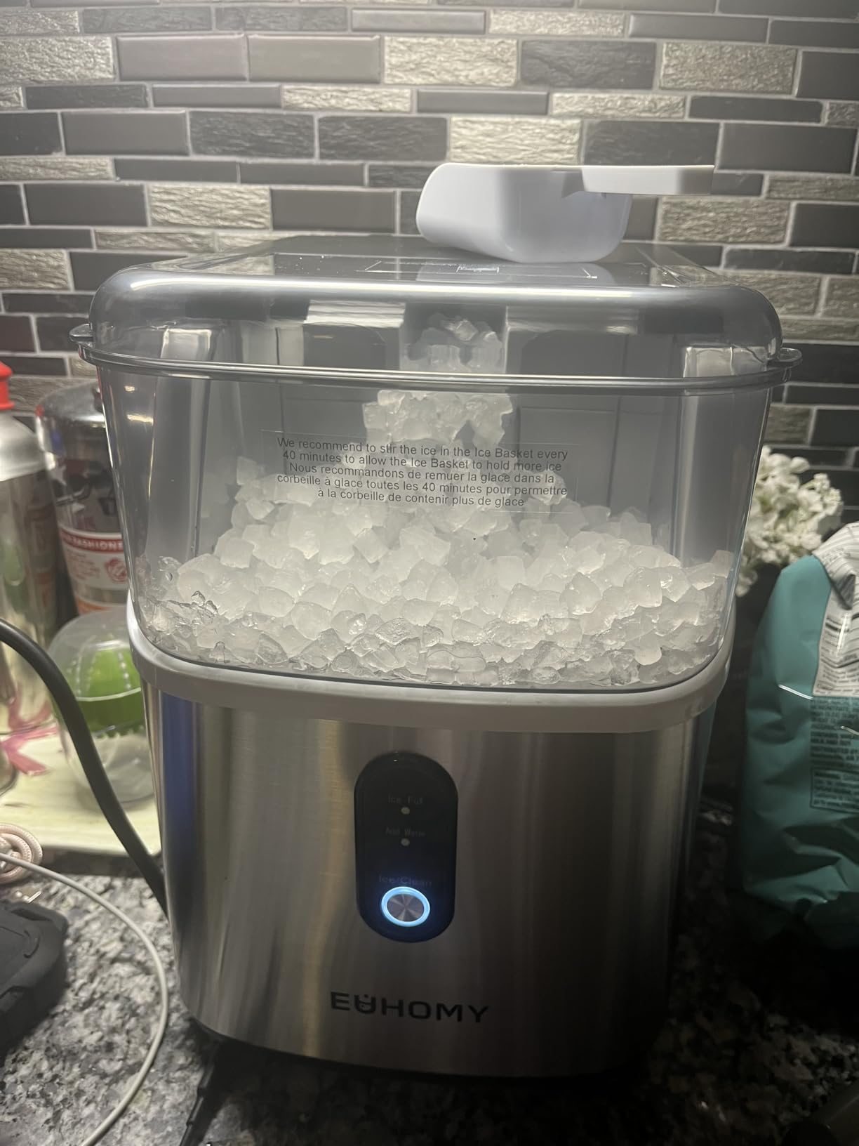 EUHOMY Nugget Ice Maker Countertop, Ready in 7 Mins, 35Lbs/24H Pebble Ice Maker Machine, Self-Cleaning Countertop Sonic Ice Makers with Ice Scoop&Basket, Pellet Ice Maker for Home, Stainless Steel customer photo 2