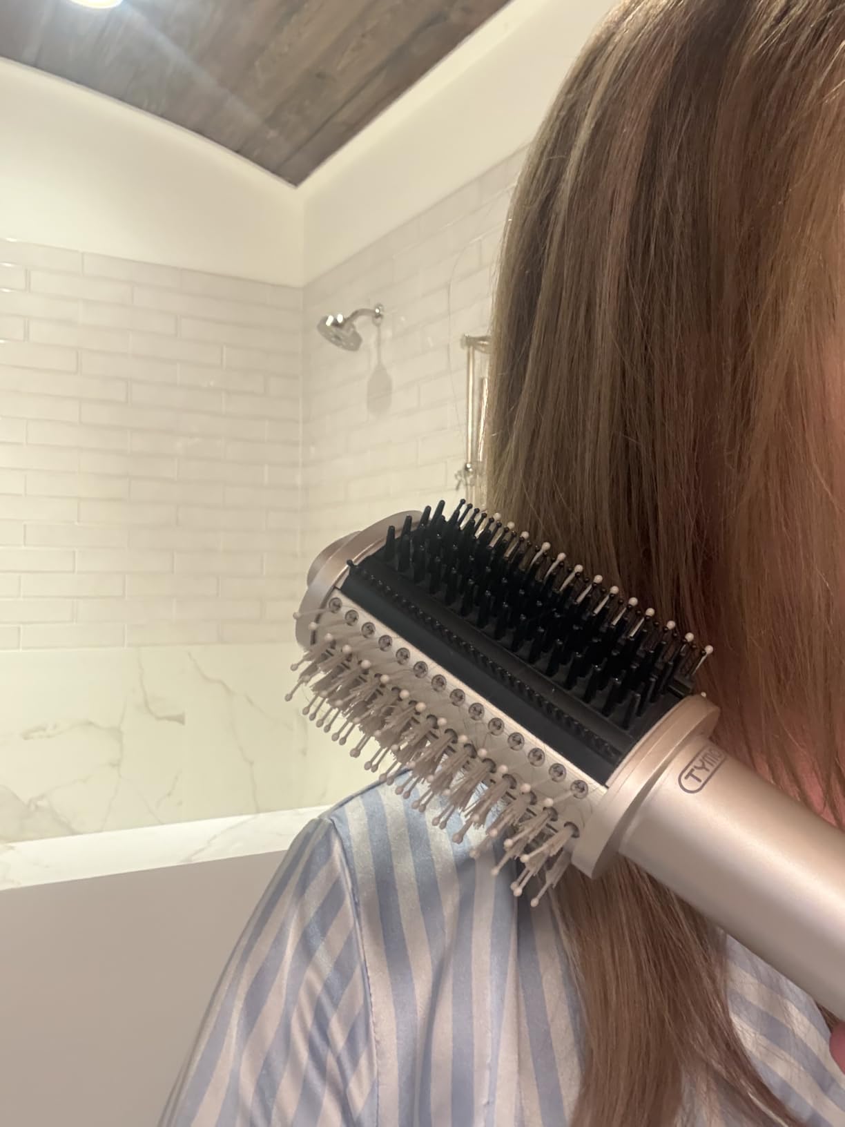 TYMO 4.0 Hair Blow Dryer Brush - Lightweight 3X Faster Drying 5-in-1 Ionic Blowout Hair Dryer Brush Adds Shine, Volume & Fullness for Smooth, Anti-Frizz Straight, Curl & Blowout Styles, Metal Grey customer photo 2