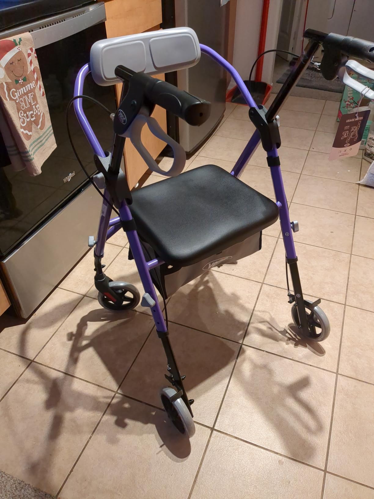 VOCIC Z11 Standard Rollator Walker for Seniors with Seat, 380 LBS | Lightweight Design with Ergo Seat & Backrest, Height Adjustable & Easily Foldable for Seniors' Mobility, Blue customer photo 2