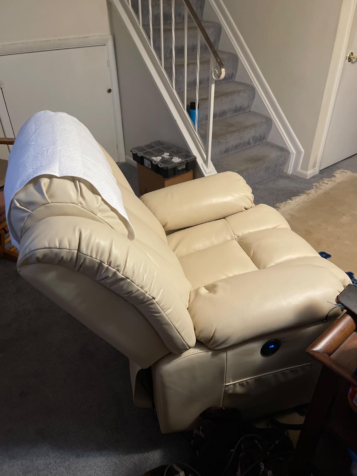 MEROUS Dual Motor Power Lift Chair for Elderly Infinite Position Recliner | Quiet Independently Control Back/Lift/Footrest, Lay Flat, Heat & Massage, Gentle Vibration, USB Ports, Soft, Smooth, Leather (Brown) customer photo 2