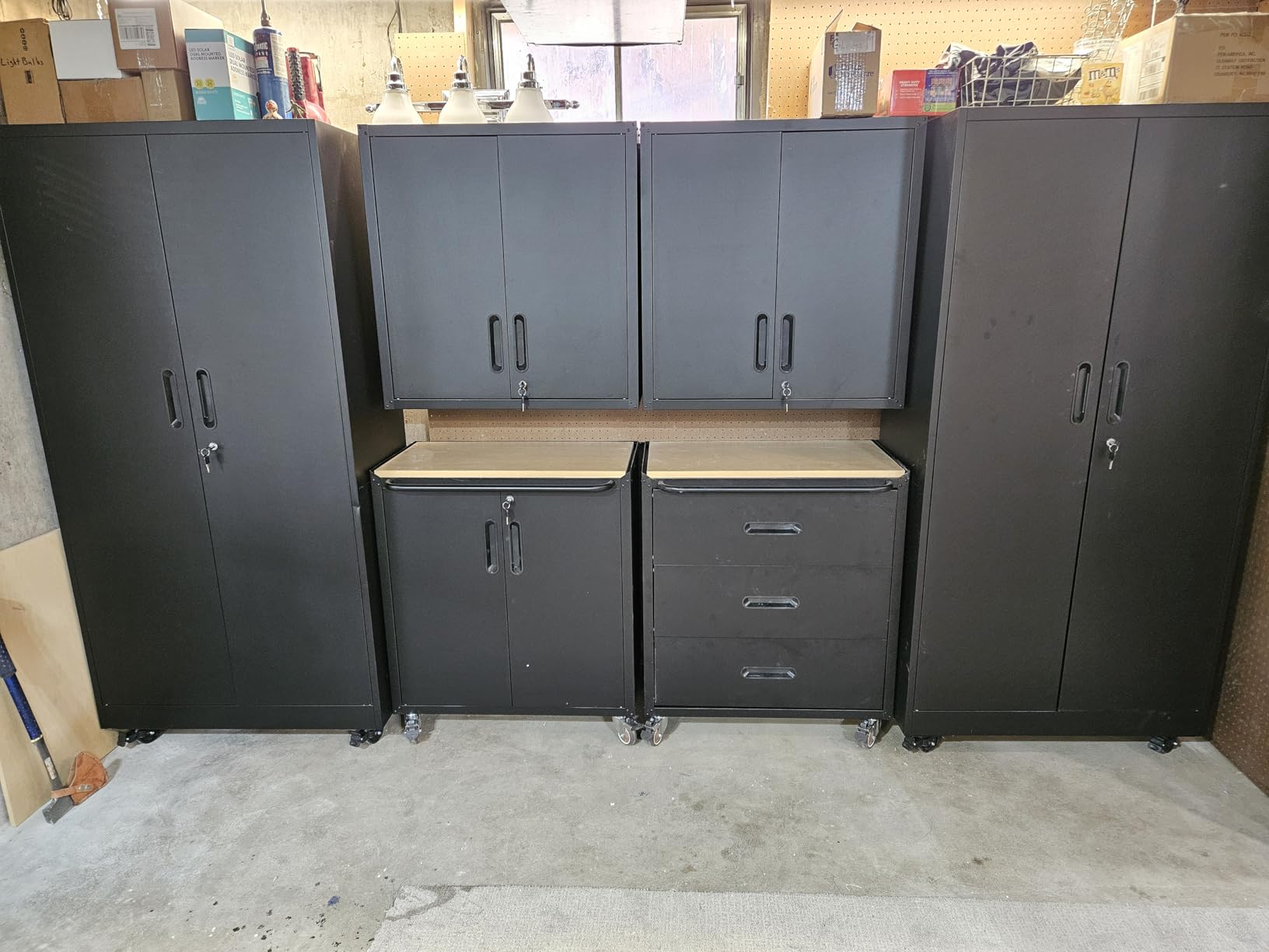 10-Piece Heavy Duty Steel Garage Cabinet System - All-in-One Modular Garage Cabinet Set with Tool Bench (Black) customer photo 2