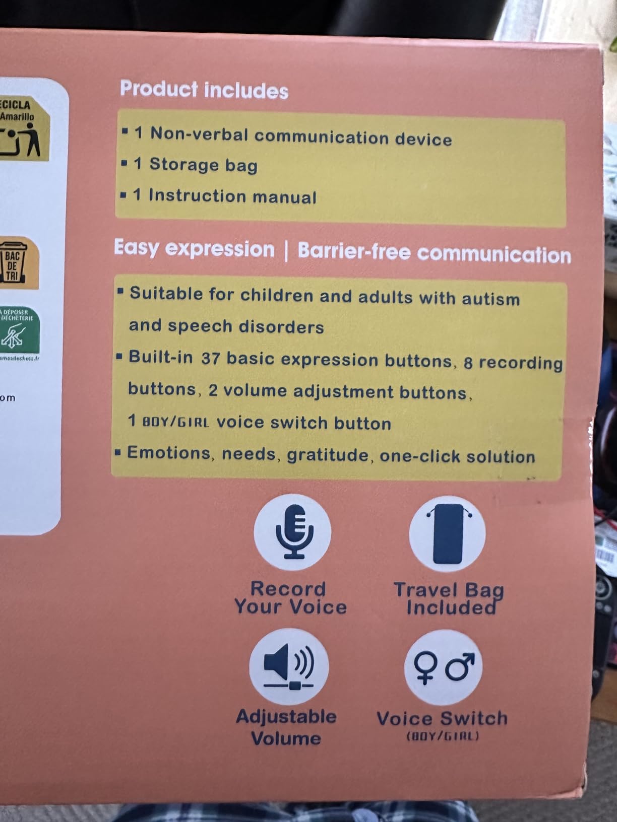 AAC Device for Autism with Grip Handle - 40 Pre-Installed Buttons & 8 Programmable Keys, Non-Verbal Communication Tool for Speech Therapy, Stroke Rehab & Aphasia, Adjustable Volume Talking Aid customer photo 2