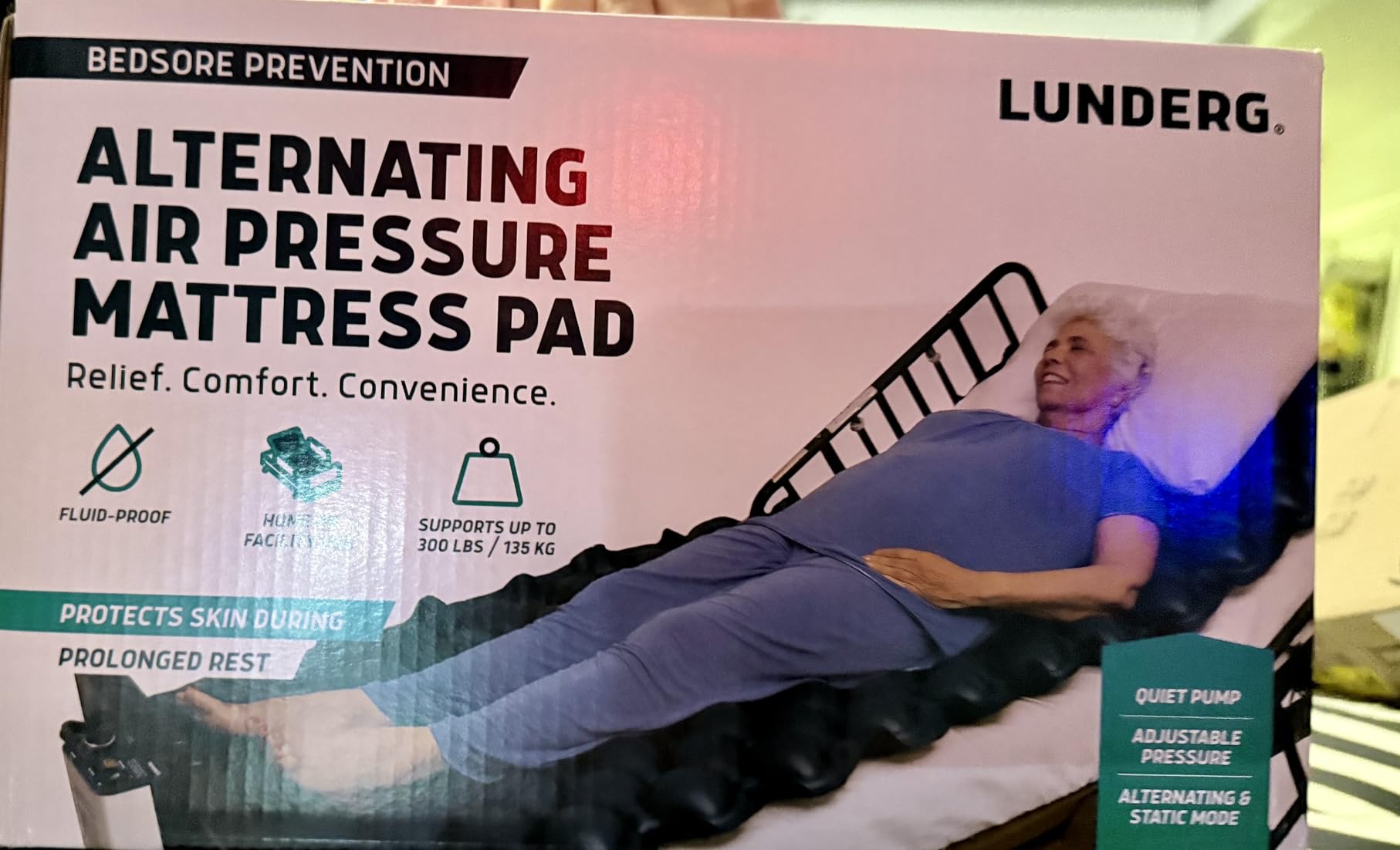Lunderg PressuRelief Alternating Air Pressure Mattress Pad with Static Mode | With Snap-2-Pad Comfort Layer - Quiet Pump, Comfortable Bed Sore Prevention Mattress Topper for Hospital Bed or Home customer photo 2