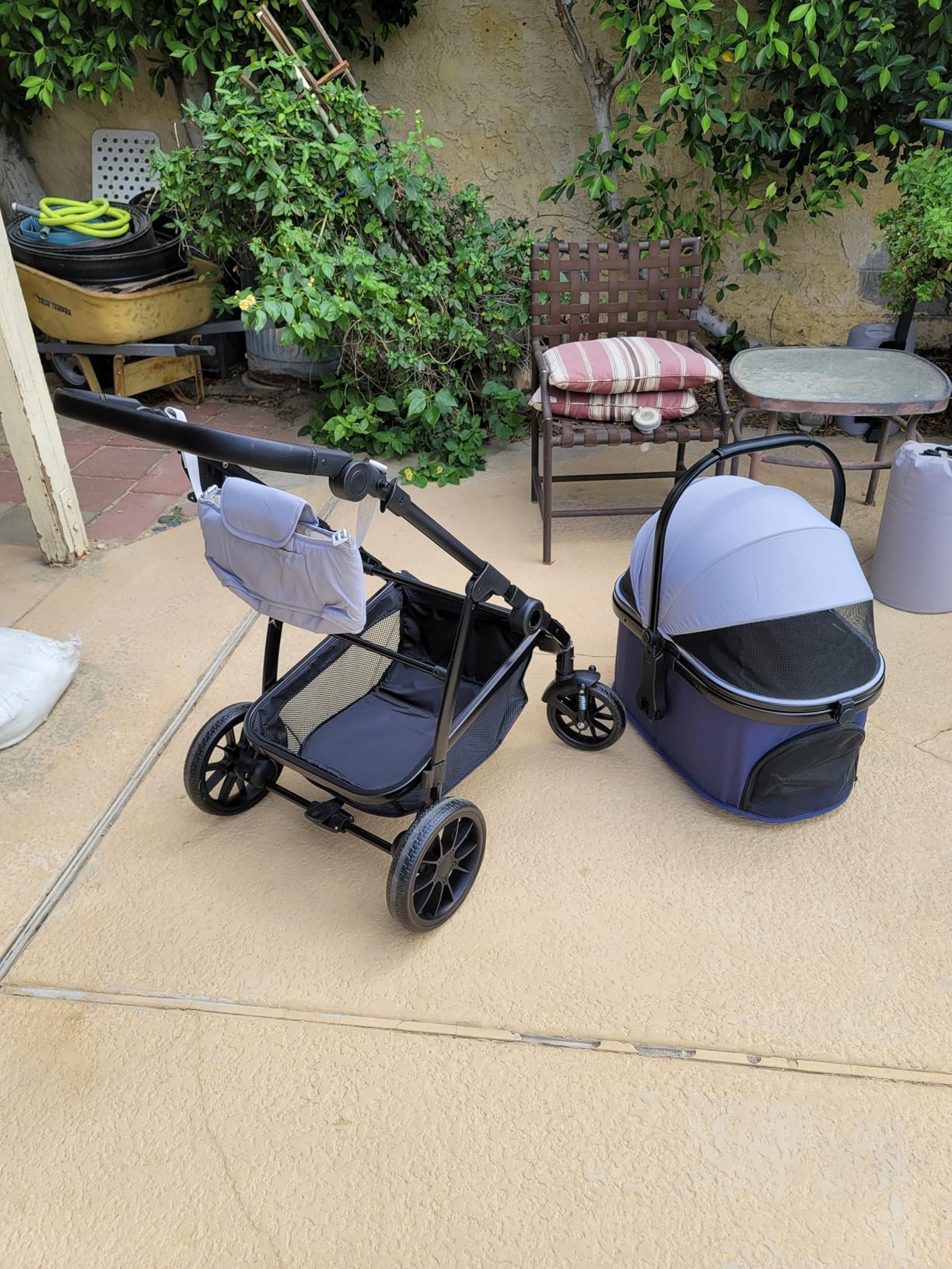 3-in-1 Pet Stroller for Medium Dogs & Cats, Detachable Aluminum Frame Carrier, All-Terrain 4-Wheel Dog Travel Carriage, Shock Absorption, Easy-Entry Low Door, Max 55lbs - Darkgrey customer photo 1