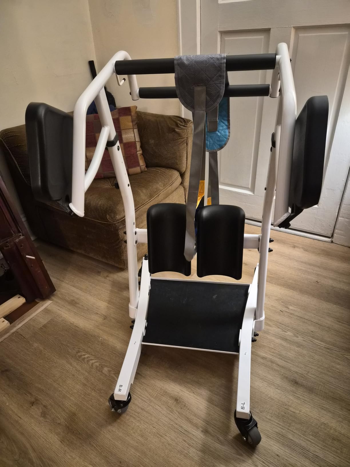PERLECARE Sit to Stand Lift for Elderly with Safety Belt and Casters | Adjustable seat and knee pads, lockable wheels, 26.5 inch doorway width, transfer aid for bedside, sofa and wheelchair customer photo 1