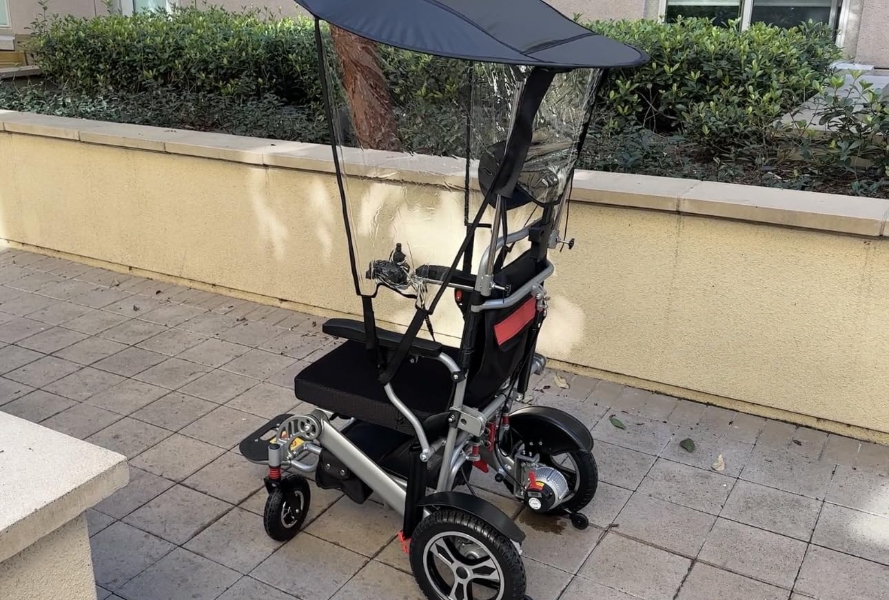 Foldable Lightweight Electric Wheelchairs for Adults, Portable Power Motorized Wheelchair with Detachable Canopy, 40 Miles Range, 600W Brushless Motors, Reclining Backrest, Led Light, 400 lbs Capacity customer photo 2