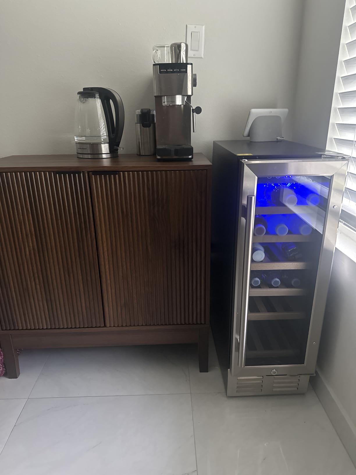 EUHOMY 15 Inch Wine Fridge, 33 Bottle Dual Zone Wine Cooler Refrigerator with Glass Door, Built-In or Freestanding Wine Refrigerator with Digital Temperature Control, for Home, Bar, Office customer photo 2
