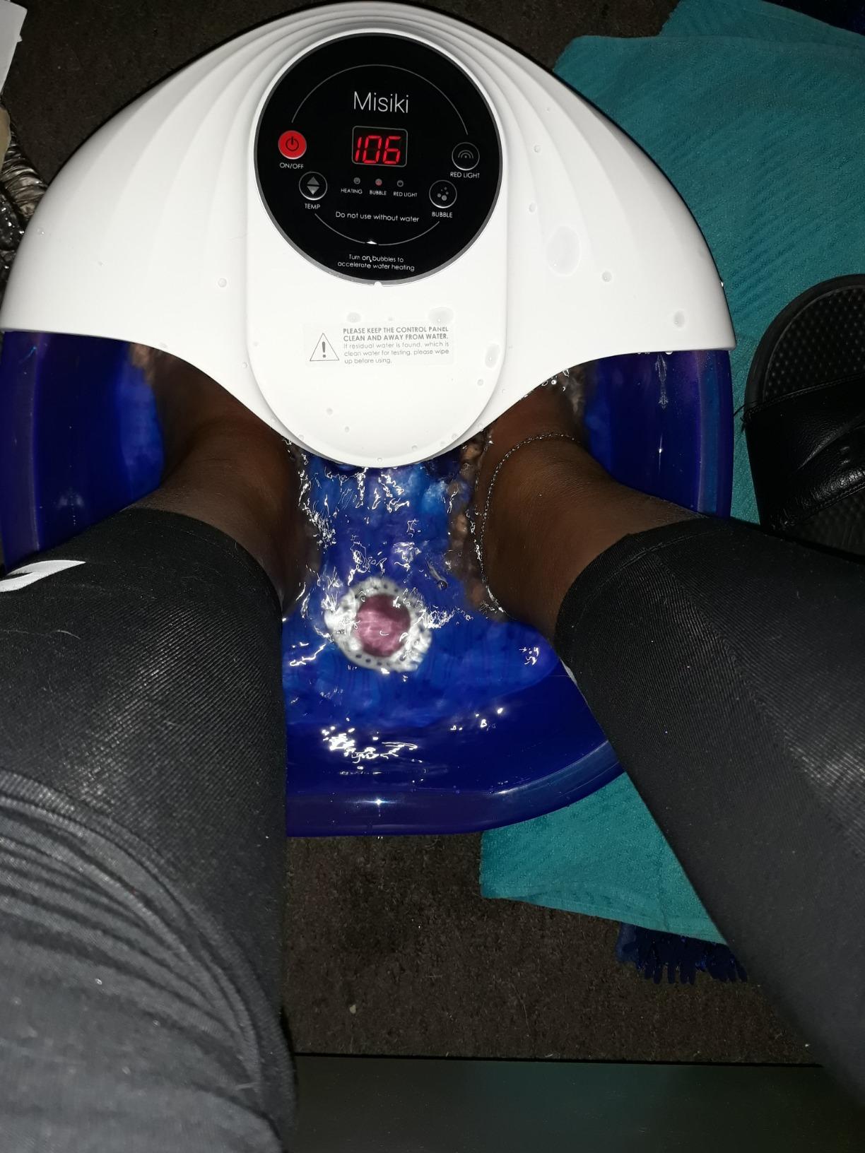 Collapsible Foot Spa Bath with Heat, Fits Men Size 12 (Royal Blue) | Remote Control & 16 Massage Rollers, Fast Heating, Surf, Timing & Red Light, Home Relaxing Tired Feet customer photo 2