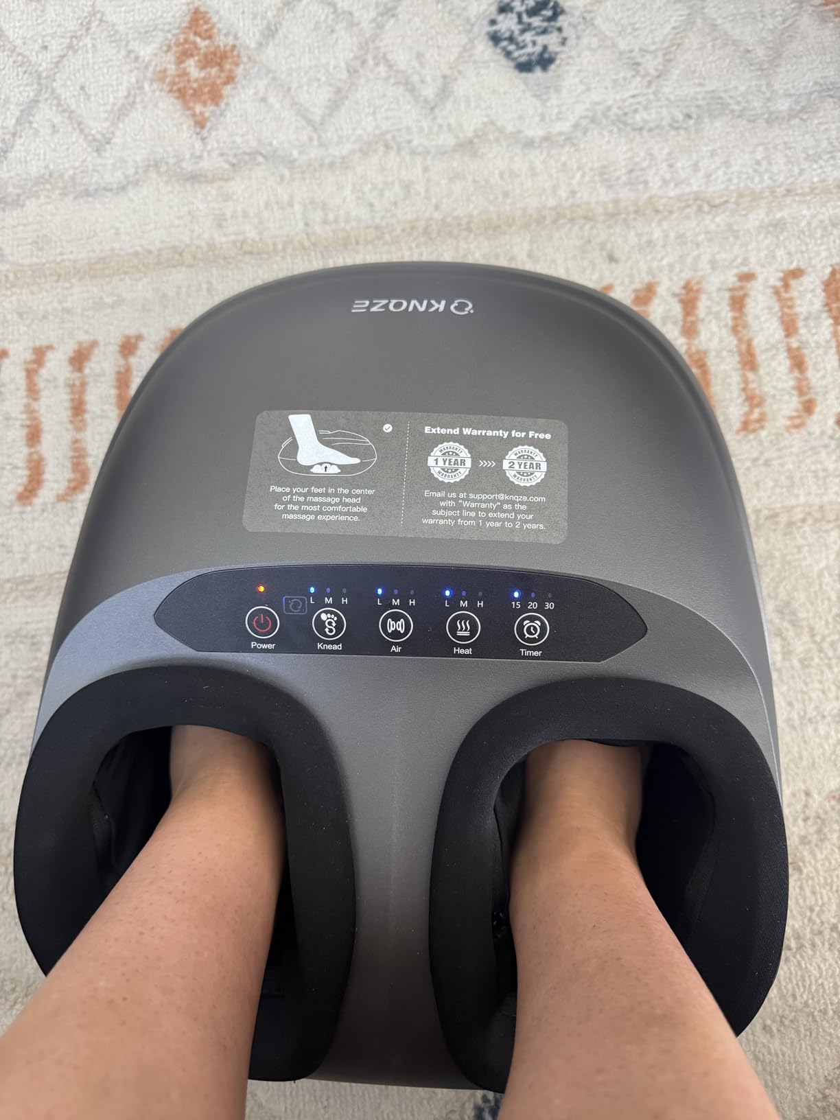 KNQZE 2 in 1 Shiatsu Foot and Calf Massager with Heat, Ottoman Foot Massager for Plantar Fasciitis, Neuropathy, Foot Pain Relief, FSA Eligible HSA Store, Father Day Gift for Men, Up to Men Size 12 customer photo 2