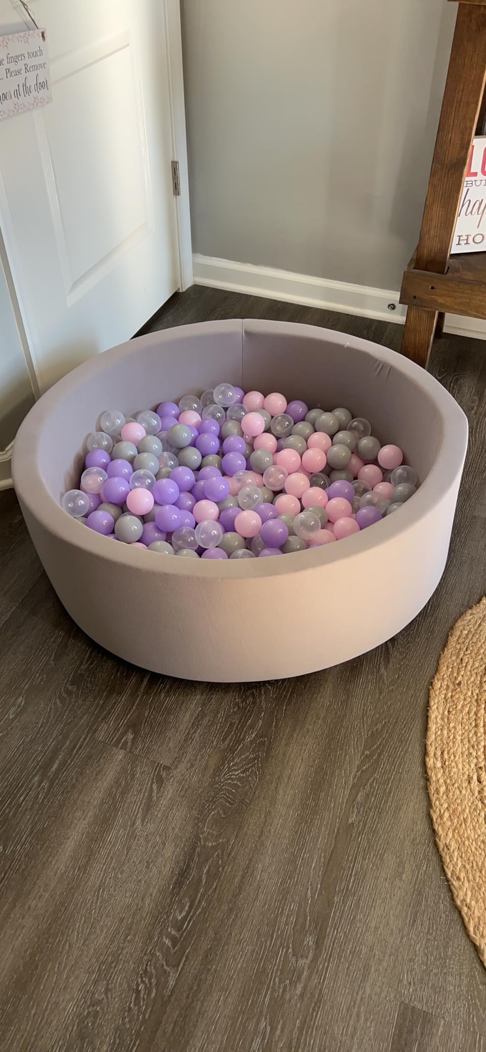 Leather Foam Ball Pit for Toddlers: Waterproof Baby Ball Pit with Soft Memory Foam - Large Soft-Play Set for Baby Playpen Indoor Outdoor Games - Ideal Gifts Toys for Boys Girls (Upgraded Round) customer photo 2