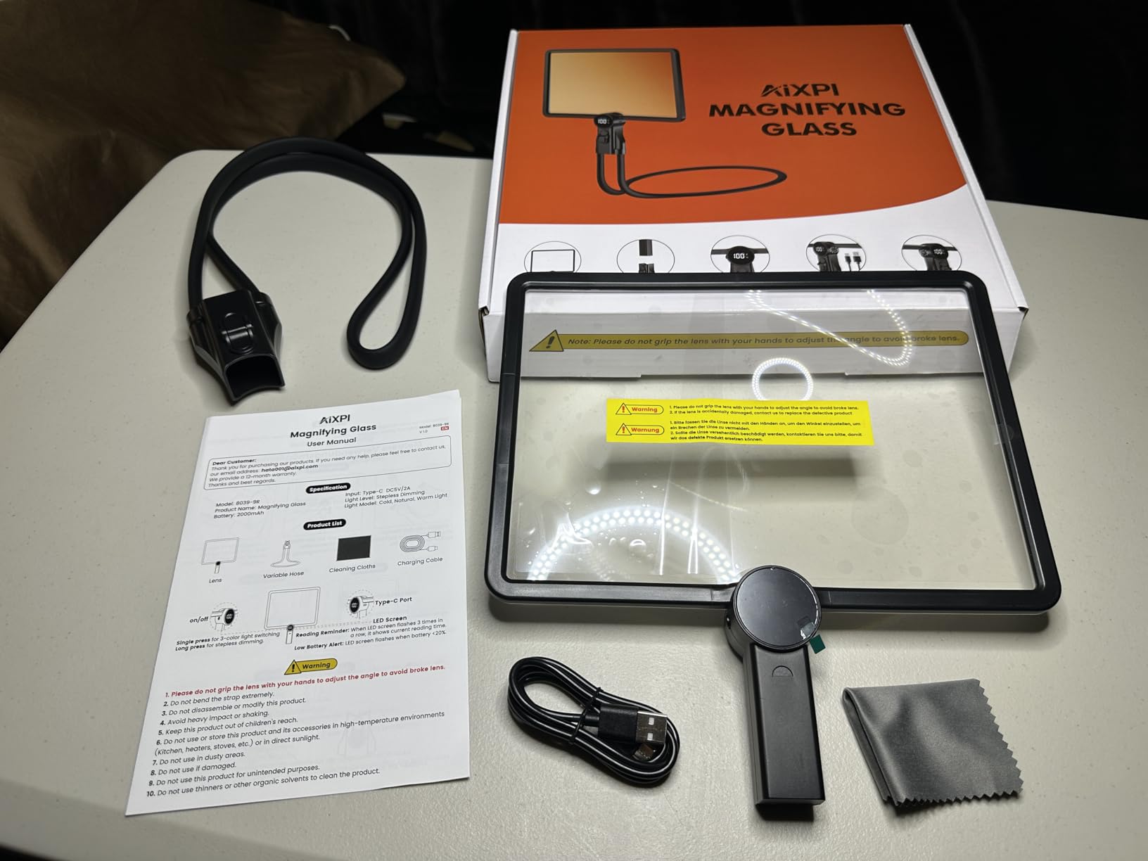 Hands Free Magnifying Glass with Light, Neck-Worn Magnifier for Reading, Cross Stitch, Close Work, Low Vision Seniors customer photo 1