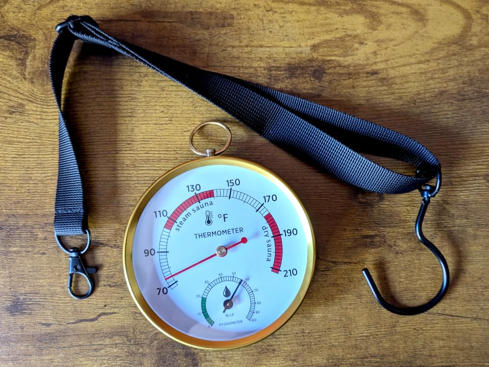 Sauna Thermometer Fahrenheit and Hygrometer Combo with Lanyard Mount - Hanging Thermometer for Sauna Room,Portable Steam Sauna, Temperature Range 68-212°F, Humidity Range 0-100% customer photo 2
