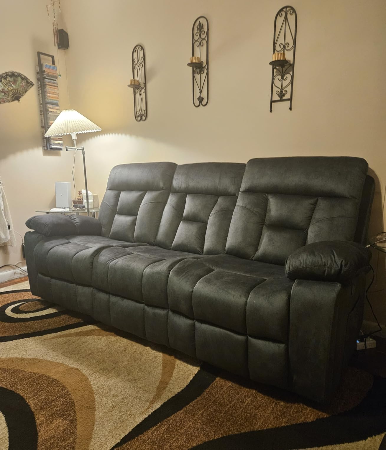 EBELLO 3 Pieces Recliner Sofa Furniture Set, Power Lift Recliner Chair with Massage and Heat, Manual Loveseat and 3 Seat Reclining Couch Set for Living Room, Brown customer photo 2