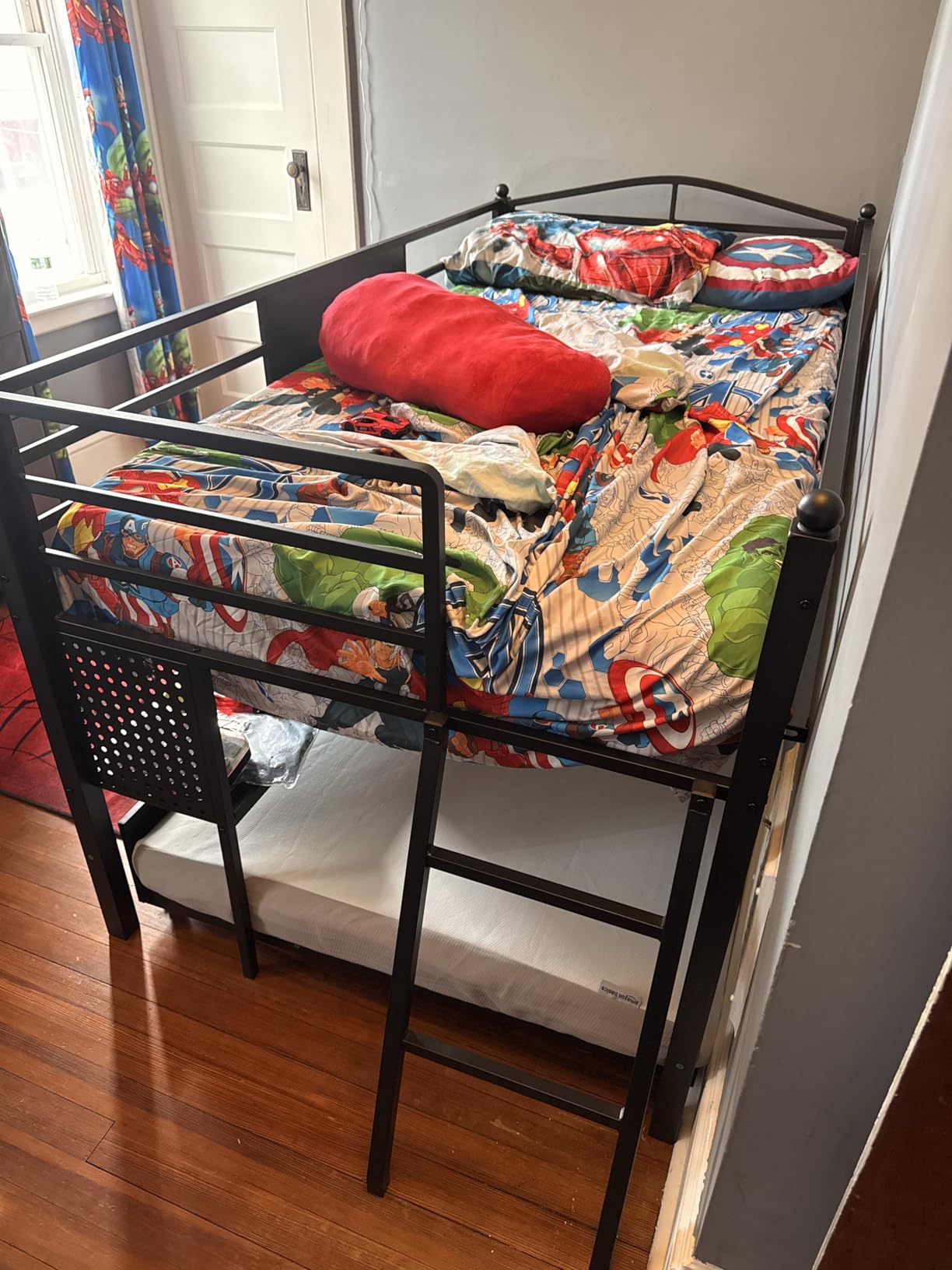 ADORNEVE Low Loft Bed Twin Size with Trundle & 4 Storage Drawers, Black | Kids Loft Bed with RGB LED Light, Open Cubbies, DIY Pegboard, Safety Guardrail and Under-Bed Play Zone for Boys customer photo 2