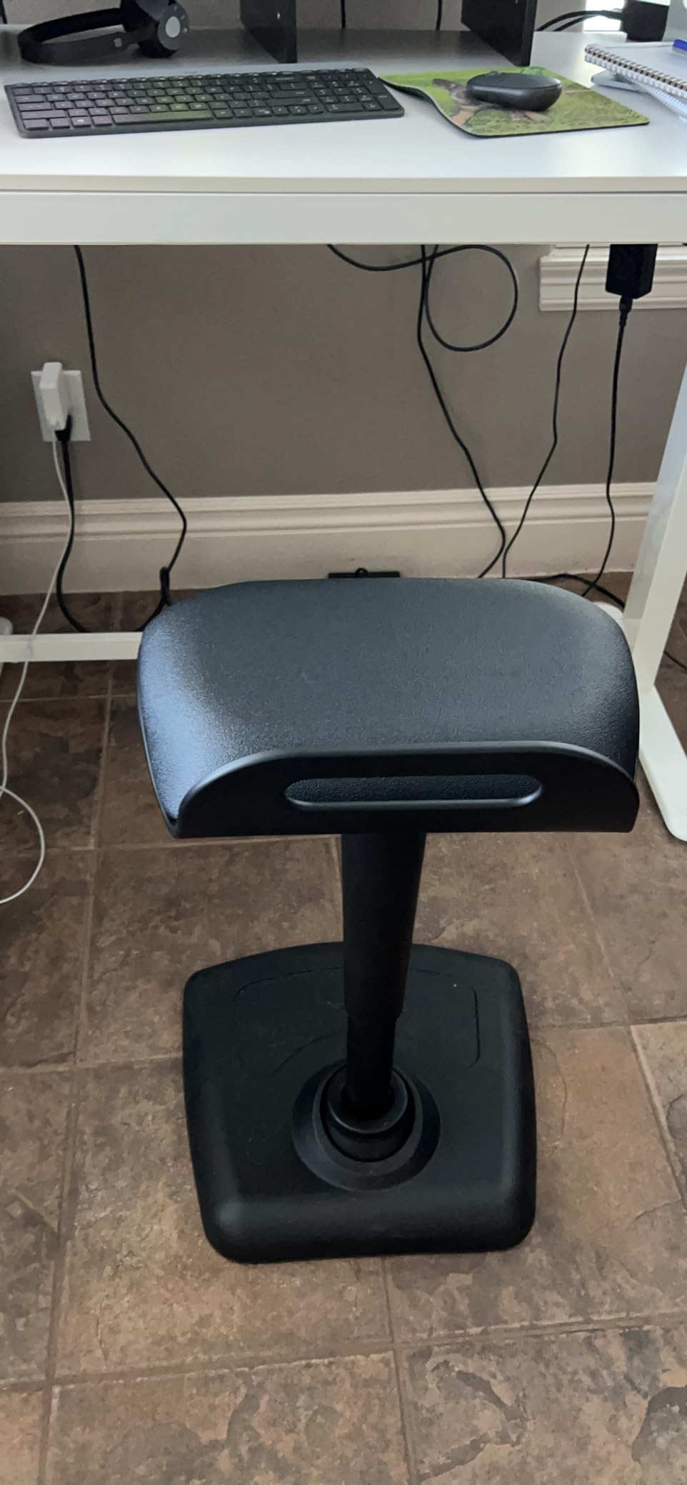 Vari Balance Stool for Standing Desk - Ergonomic Active Sitting Stool for Home Office - Adjustable Height 22 to 29 Inches, 360 Degree Rocking Base, 275 lb Support - White/Sand Grey customer photo 1