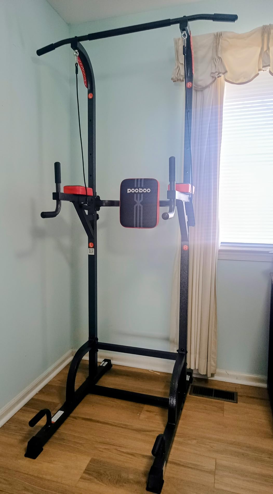 Pull Up Bar Power Tower Dip Station, 450LB Adjustable Home Gym Equipment | 11-height adjustment supports pull ups, dips, knee raises, push ups and versatile full-body strength training. customer photo 1