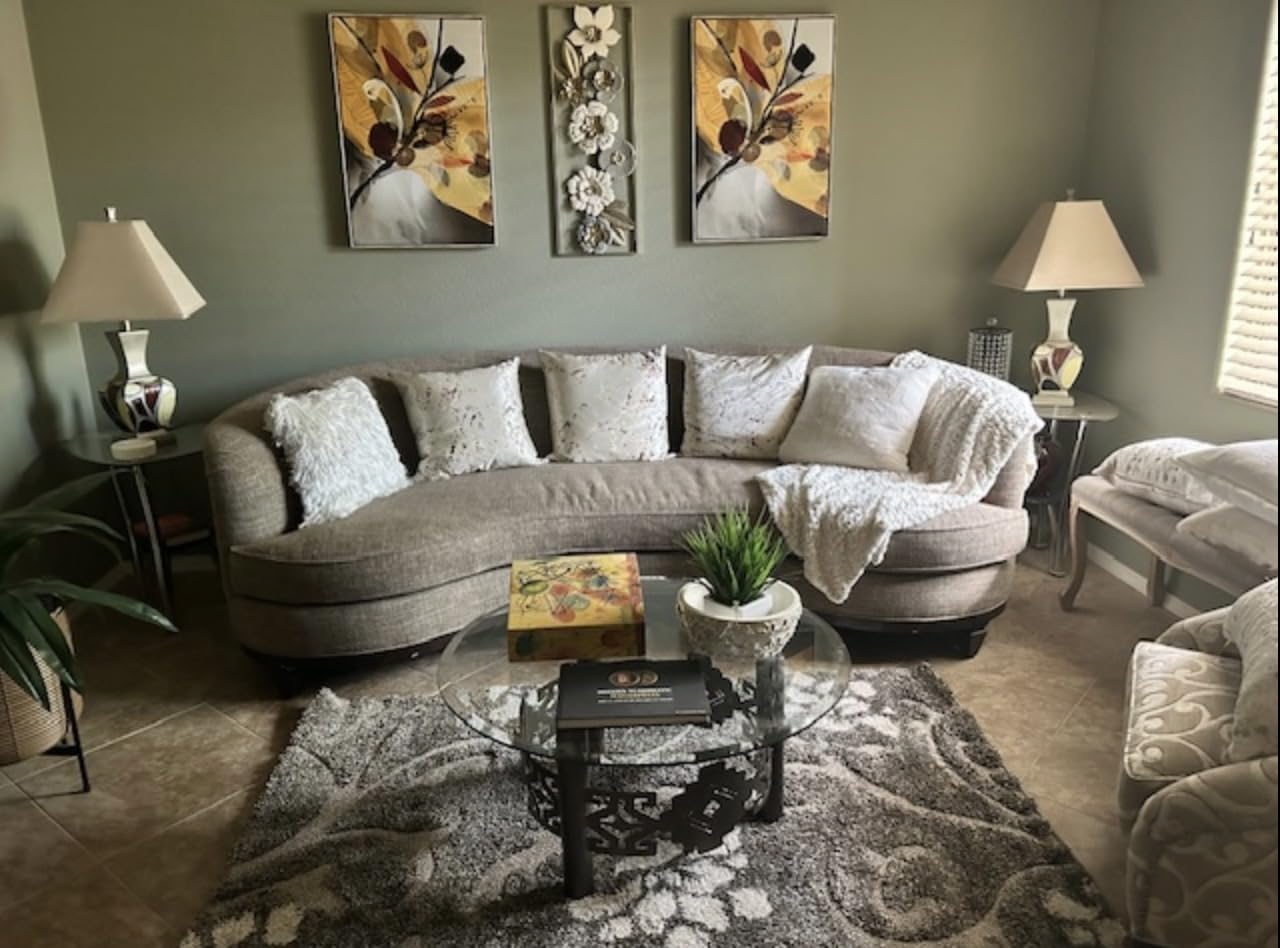 SAFAVIEH Area Rug 9x12 - Florida Shag Collection - Large - Smoke & Beige, Floral Design, Non-Shedding & Easy to Clean, High-Low Plush Pile, Ideal for Living Room, Bedroom, Dining Space (SG464-7913) customer photo 1